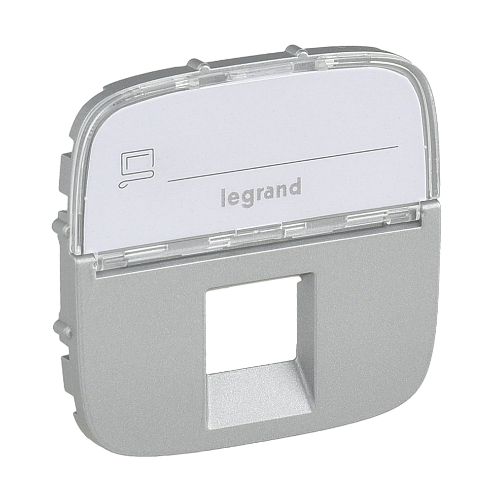 Legrand Valena ALLURE Алюм Накладка розетки ТЛФ/комп 1-ой с полем для надписи