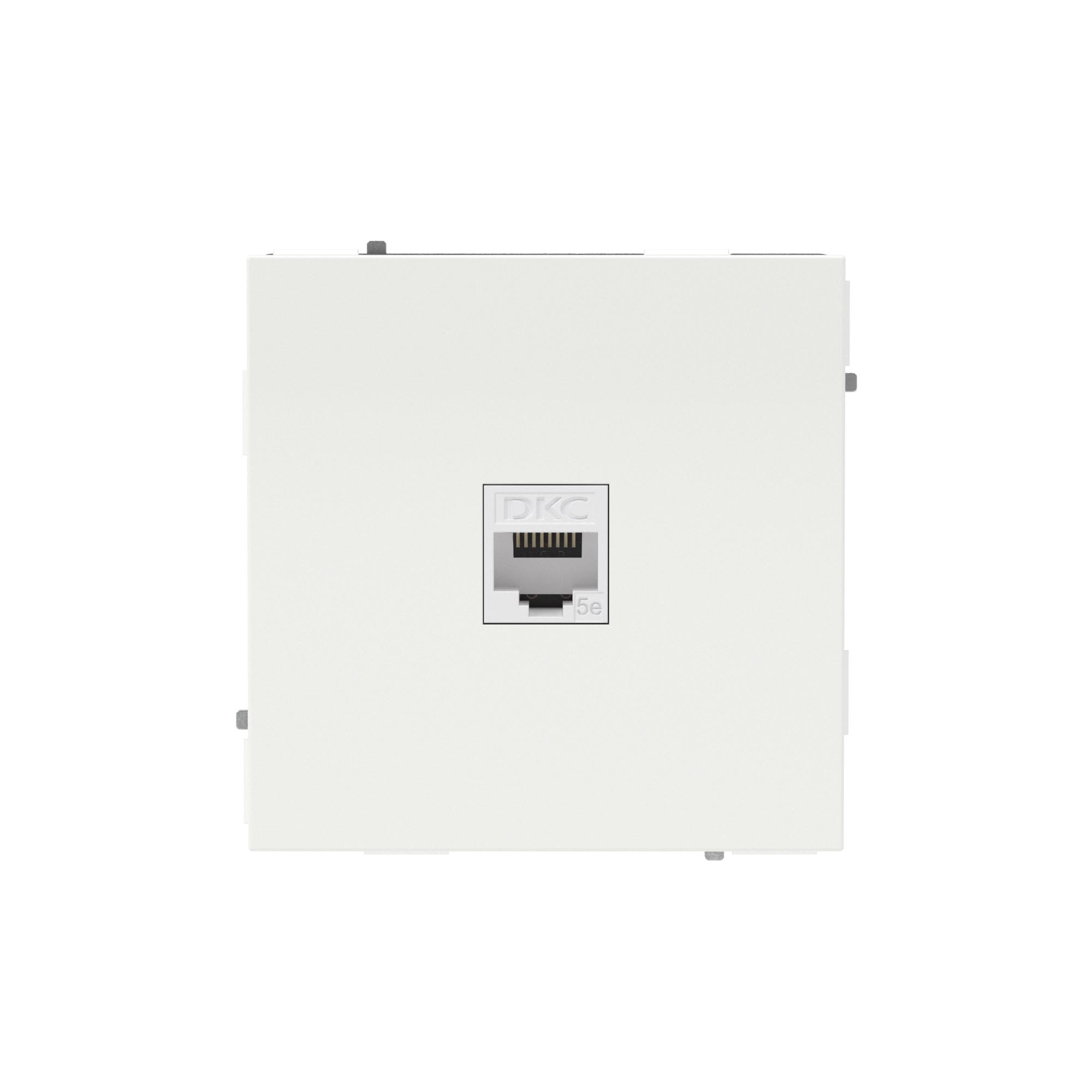 DKC KANT Компьютерная розетка RJ-45 без шторки, кат.5е одинарная, белая магнолия