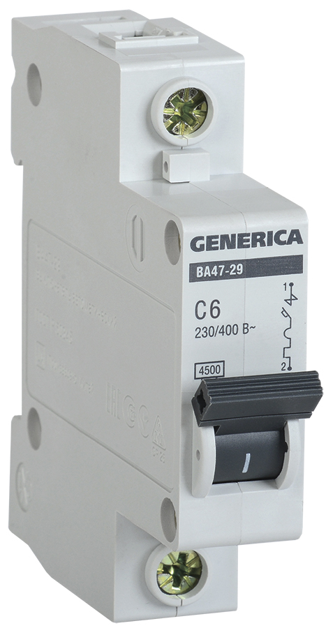 IEK GENERICA Автоматический выключатель ВА47-29 1Р 6А 4,5кА (С)