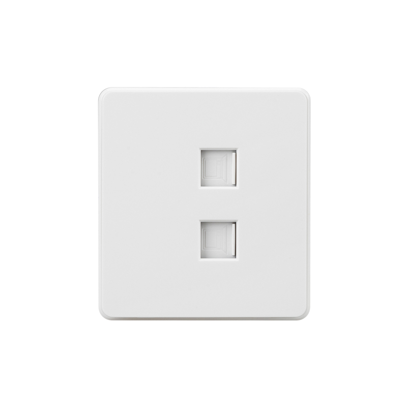 KRANZ ROUND Розетка компьютерная двойная RJ45+RJ45 кат6 с/у перламутр , с 1-пост. рамкой