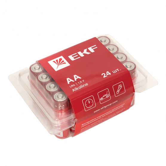 EKF PROxima Алкалиновая батарейка типа АА(LR6) пластиковый бокс 24шт.
