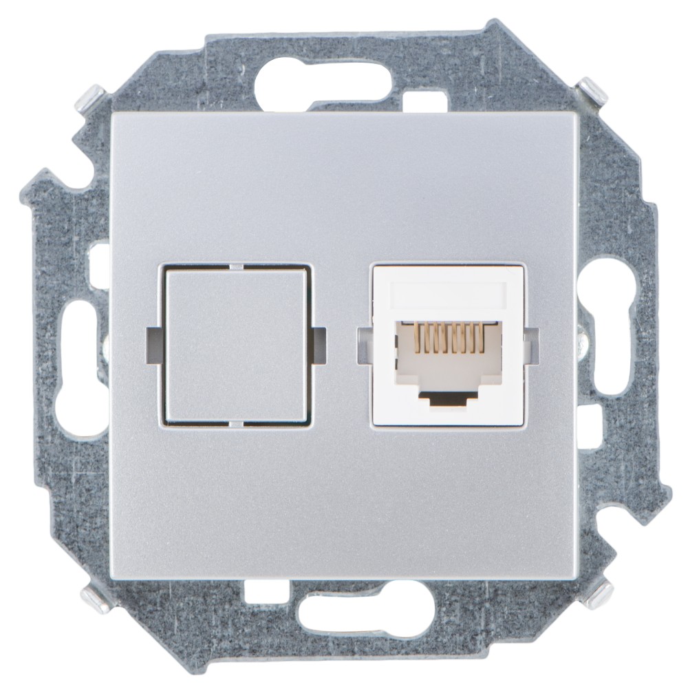 Simon 15 Алюминий Розетка компьютерная 1-ая RJ45 кат.5е