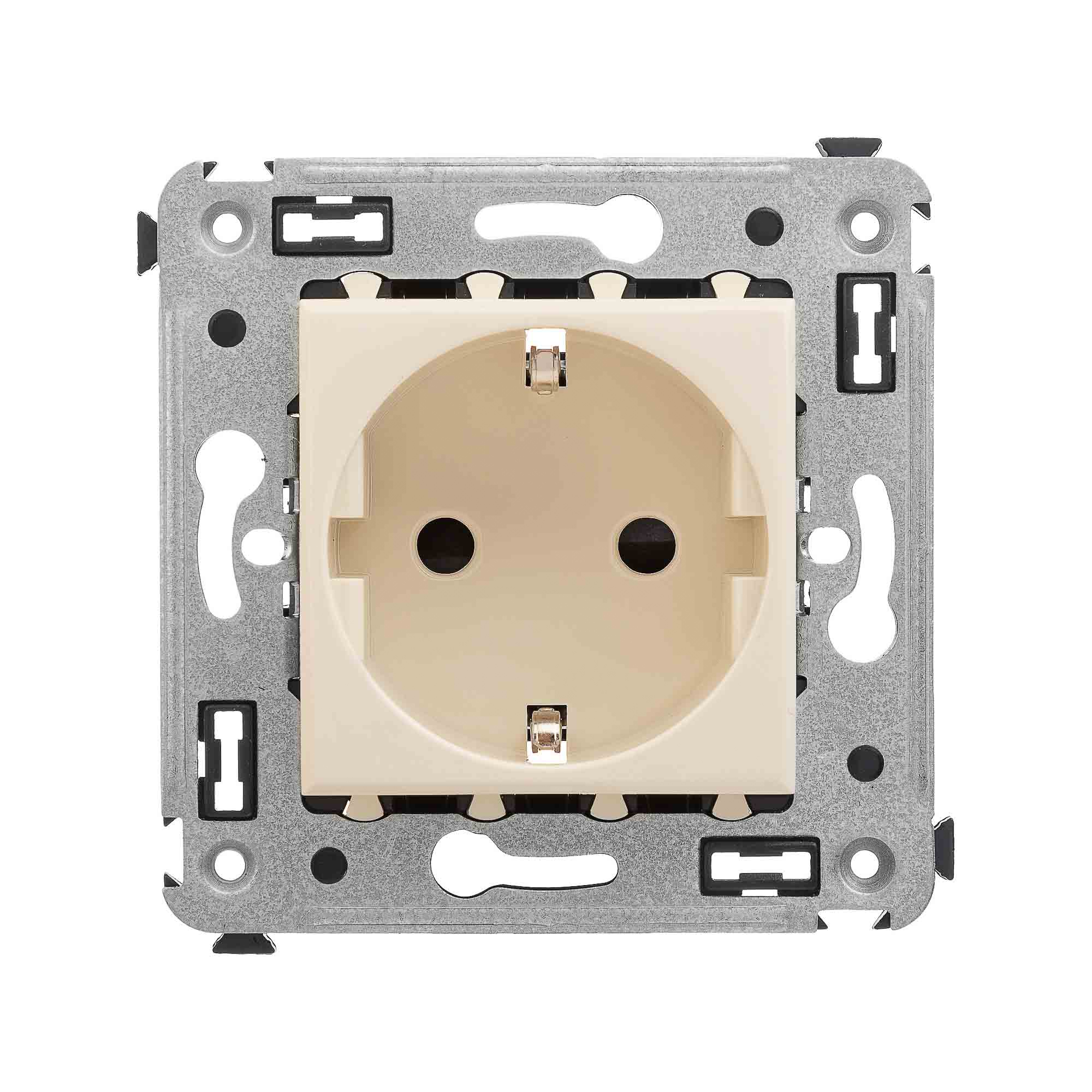 DKC Avanti Ванильная дымка Розетка 2P+E со шторками