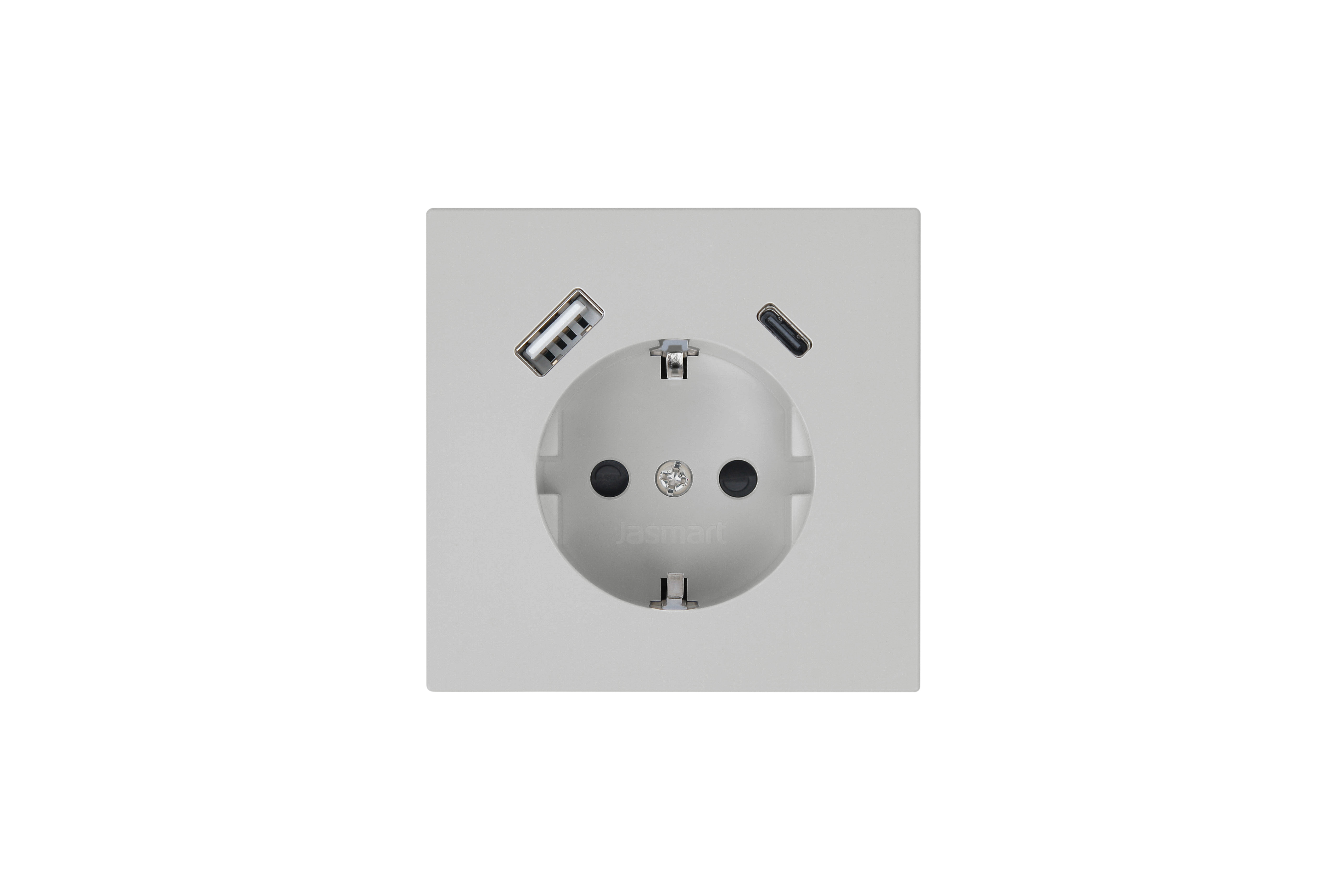 Jasmart FD Матовый тауп (soft touch) Розетка с/з со шторками 16A c USB A+C 25W