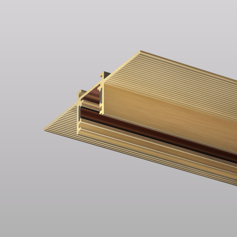 Denkirs TR5702-SB Трек SHINE HIDE для ГКЛ 12,5мм, 2м, 48В DC, IP20, сатинированная латунь, алюминий