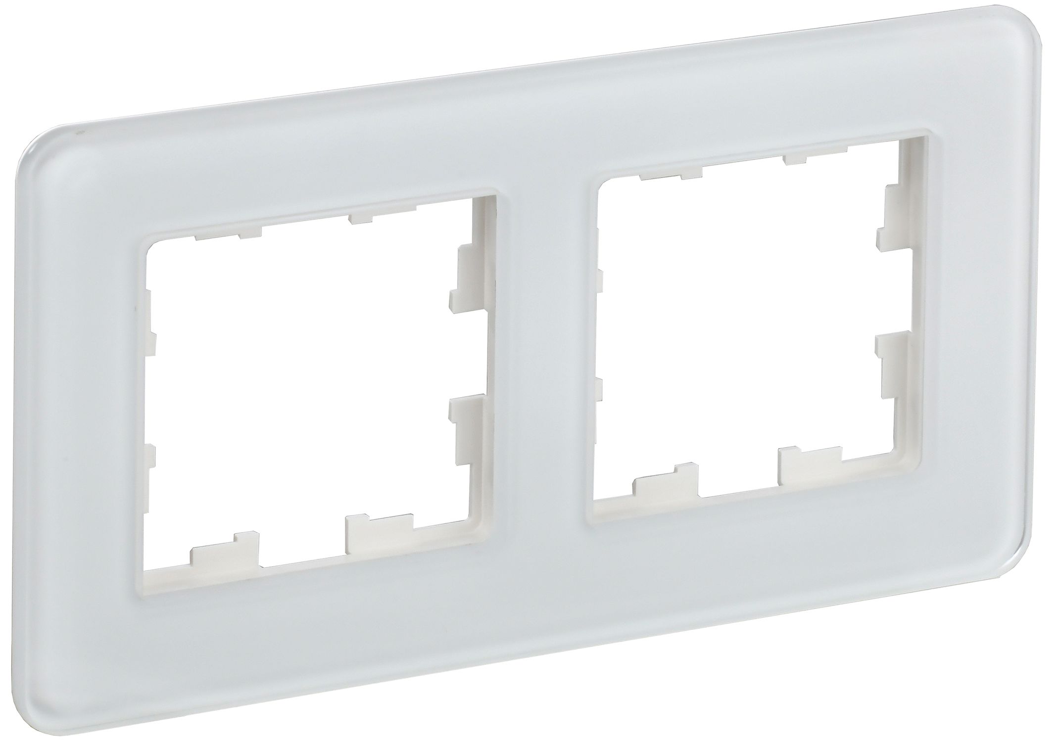IEK BRITE DECOR Белый матовый стекло скругл.угол Рамка 2-м РУ-2-2-Бр RE