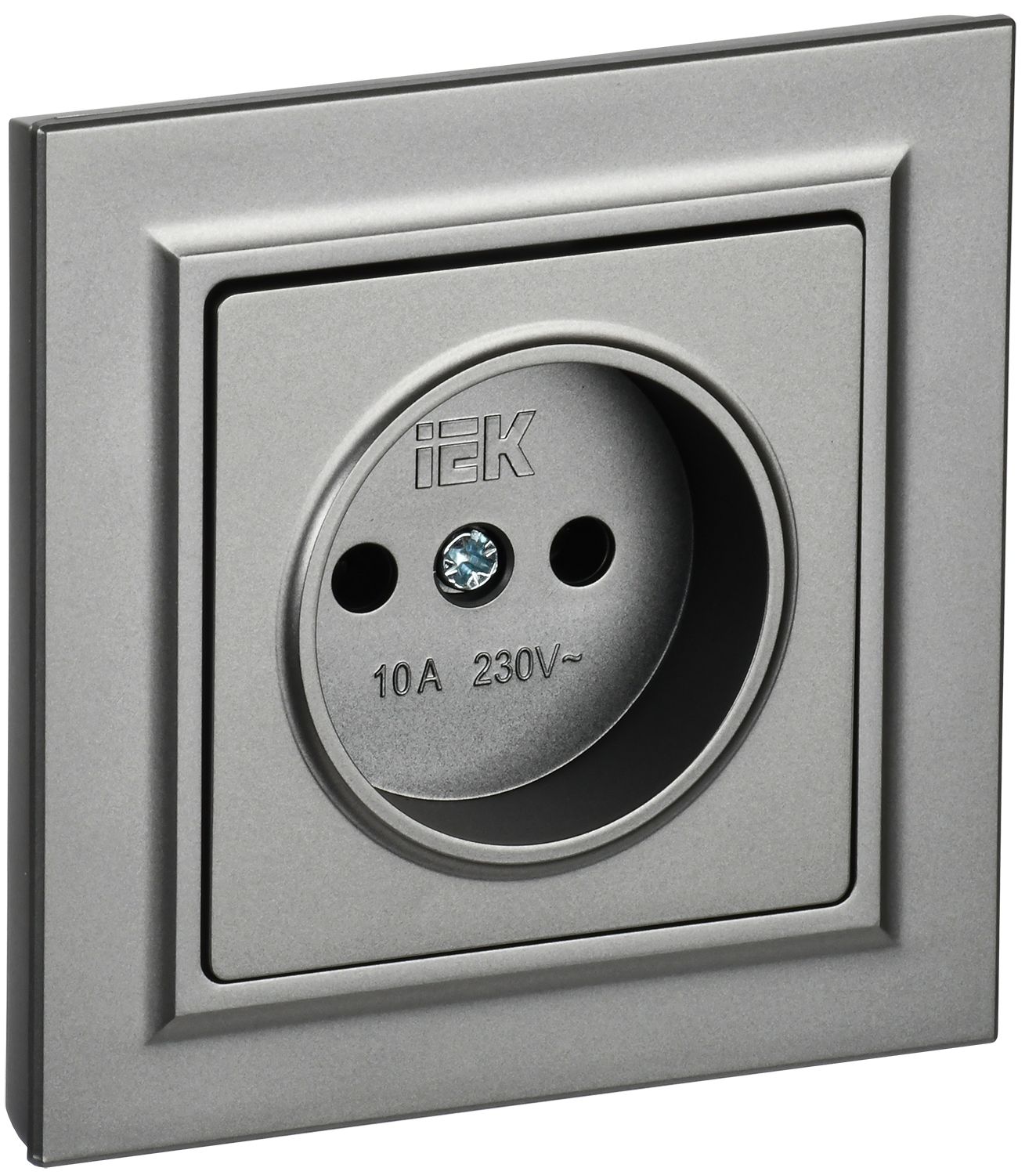 IEK BRITE Сталь Розетка без з/к/ш 10А в сборе РСР10-1-0-БрС