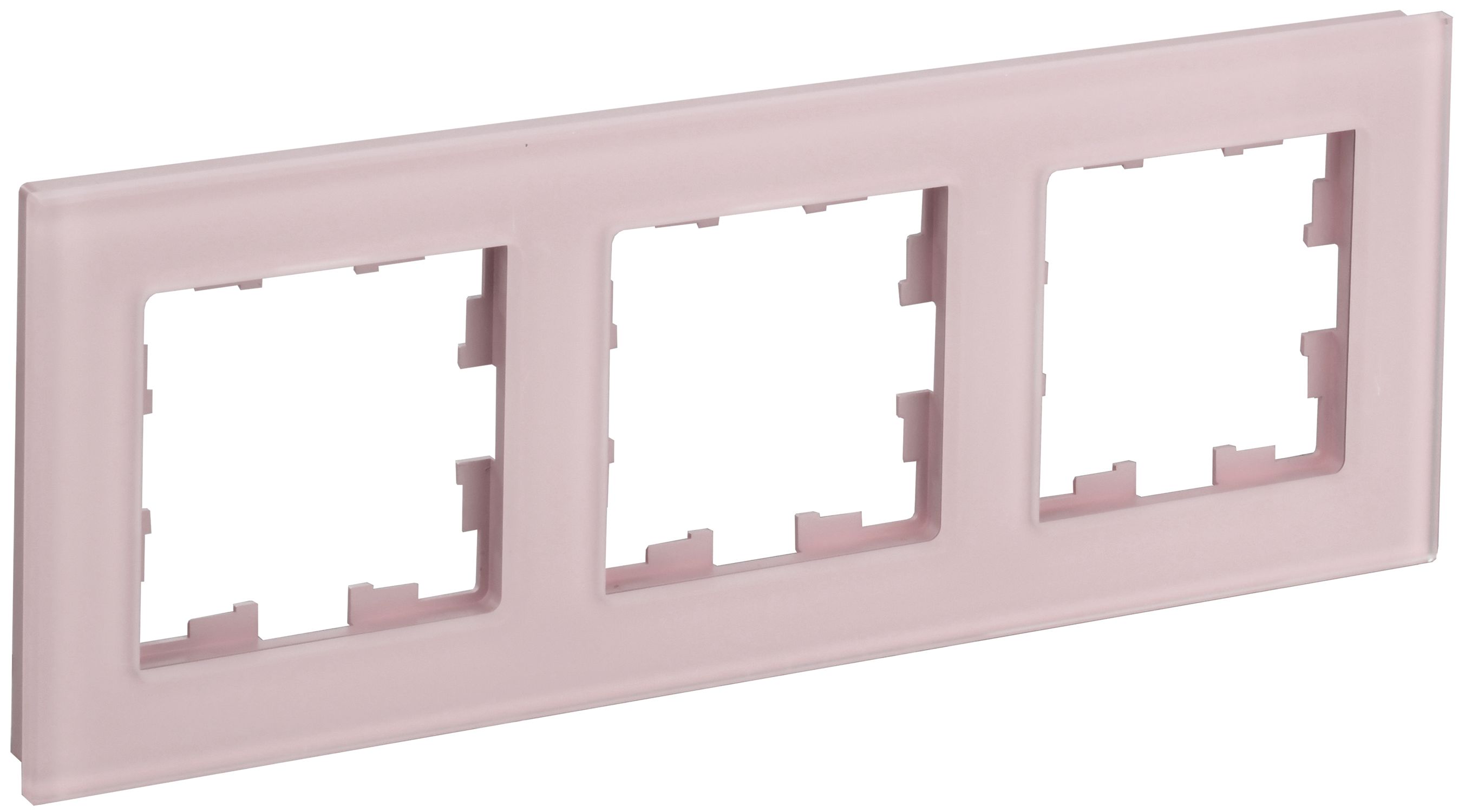 IEK BRITE DECOR Розовый матовый стекло Рамка 3-мест. РУ-3-2-Бр