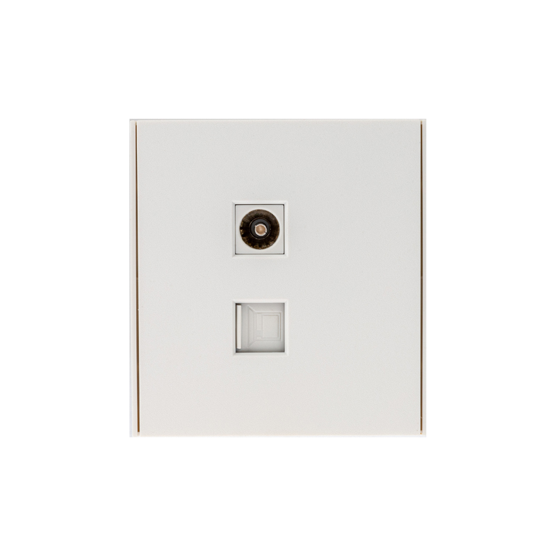 KRANZ STRONG Розетка компьютерная RJ45 кат6 + TV с/у жемчуг, с 1-пост. рамкой