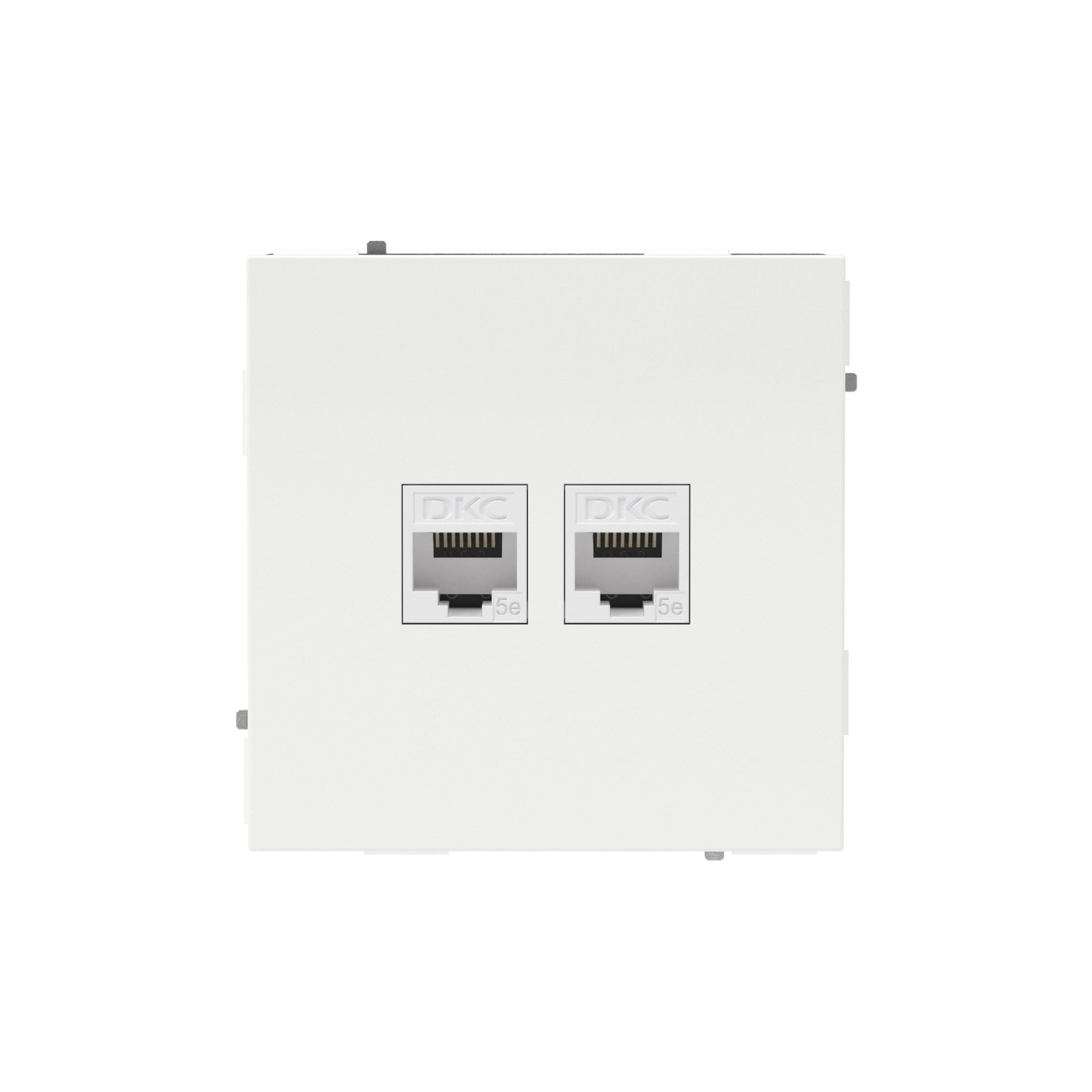 DKC KANT Компьютерная розетка RJ-45 без шторки, кат.5е двойная, белая магнолия
