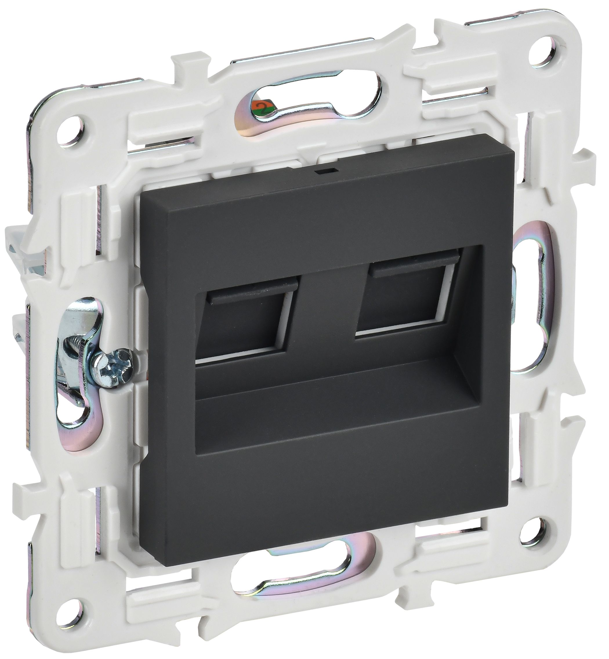 IEK SKANDY Графит Розетка компьютерная двойная RJ45 кат.5E SK-K03G