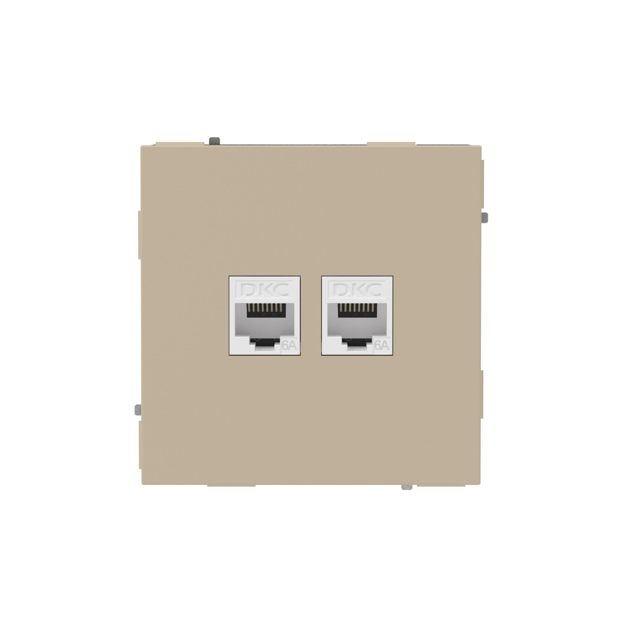 DKC KANT Компьютерная розетка RJ-45 без шторки, кат.6А двойная, ванильный марципан