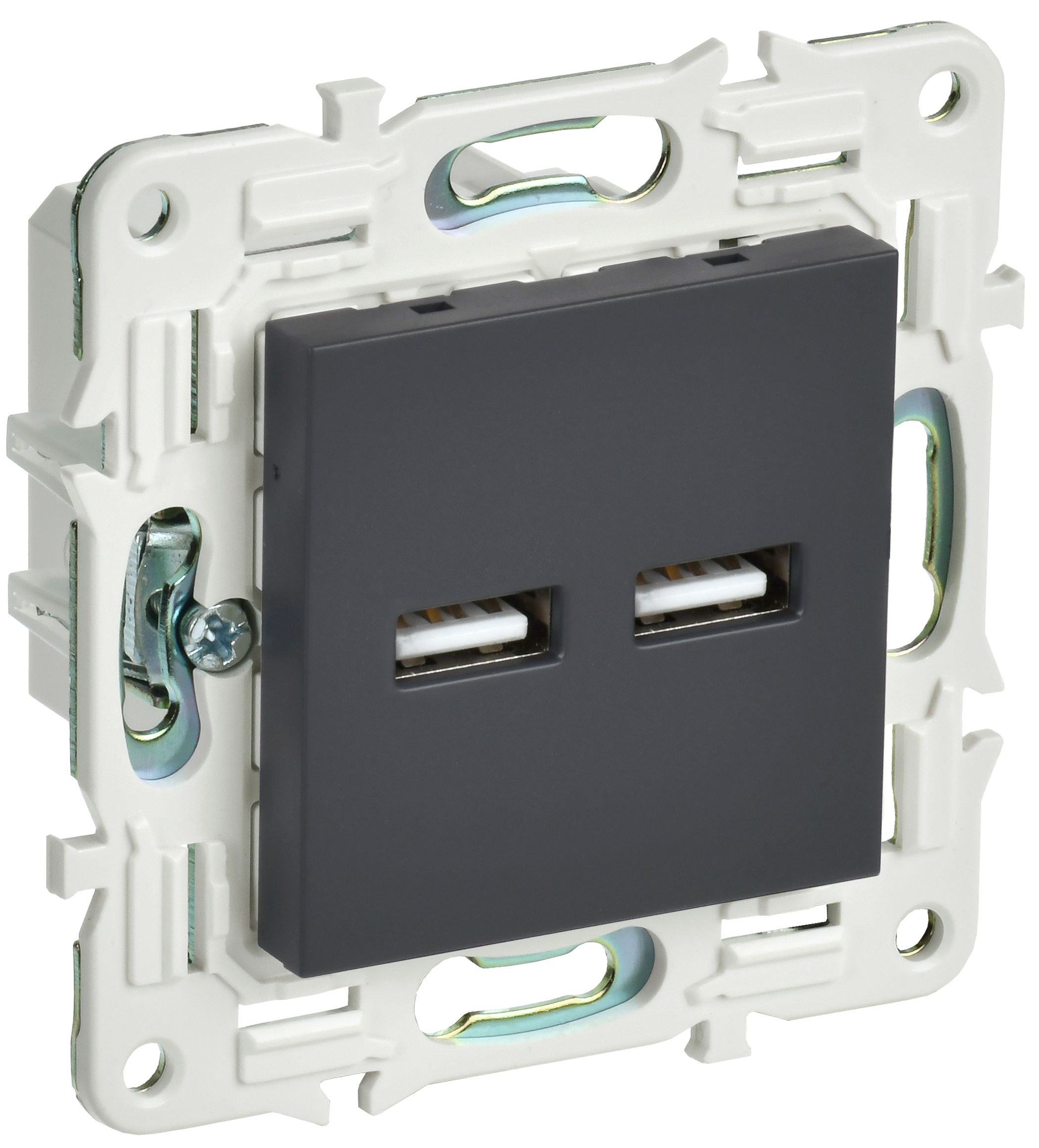 IEK SKANDY Графит Розетка USB A+A 3,1А SK-R15G