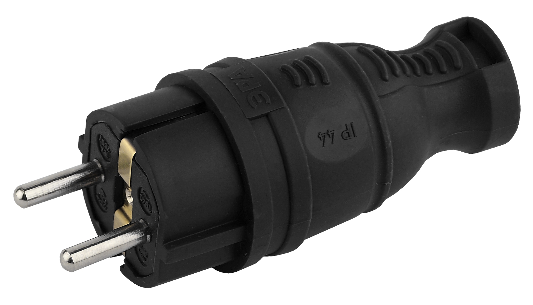 ЭРА Вилка V8-B-IP44 каучуковая с заземлением прямая 16A IP44 черная
