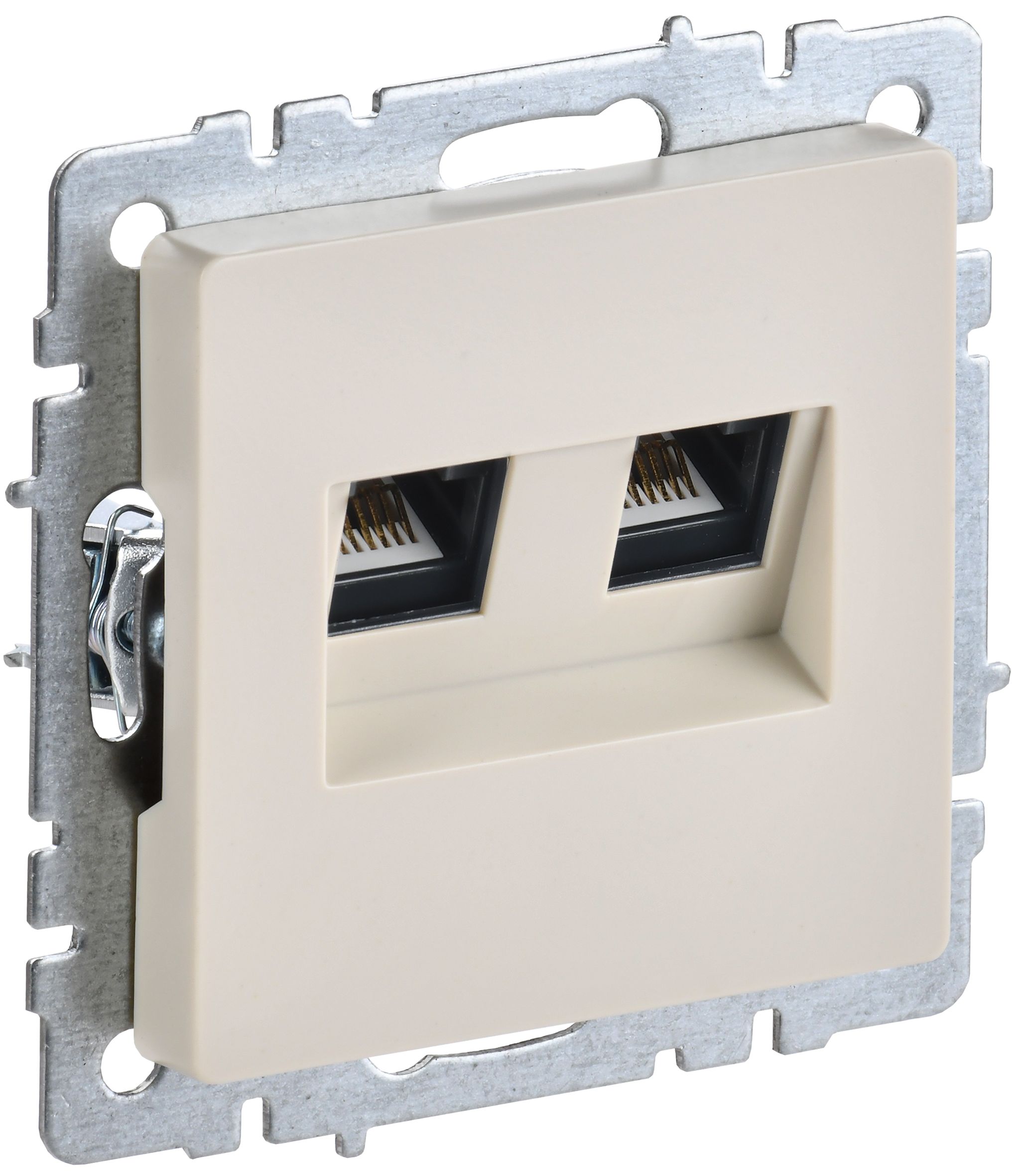 IEK BRITE BASE Бежевый Розетка комп. 2-ая RJ45 кат.6 РК11-2-БрКр