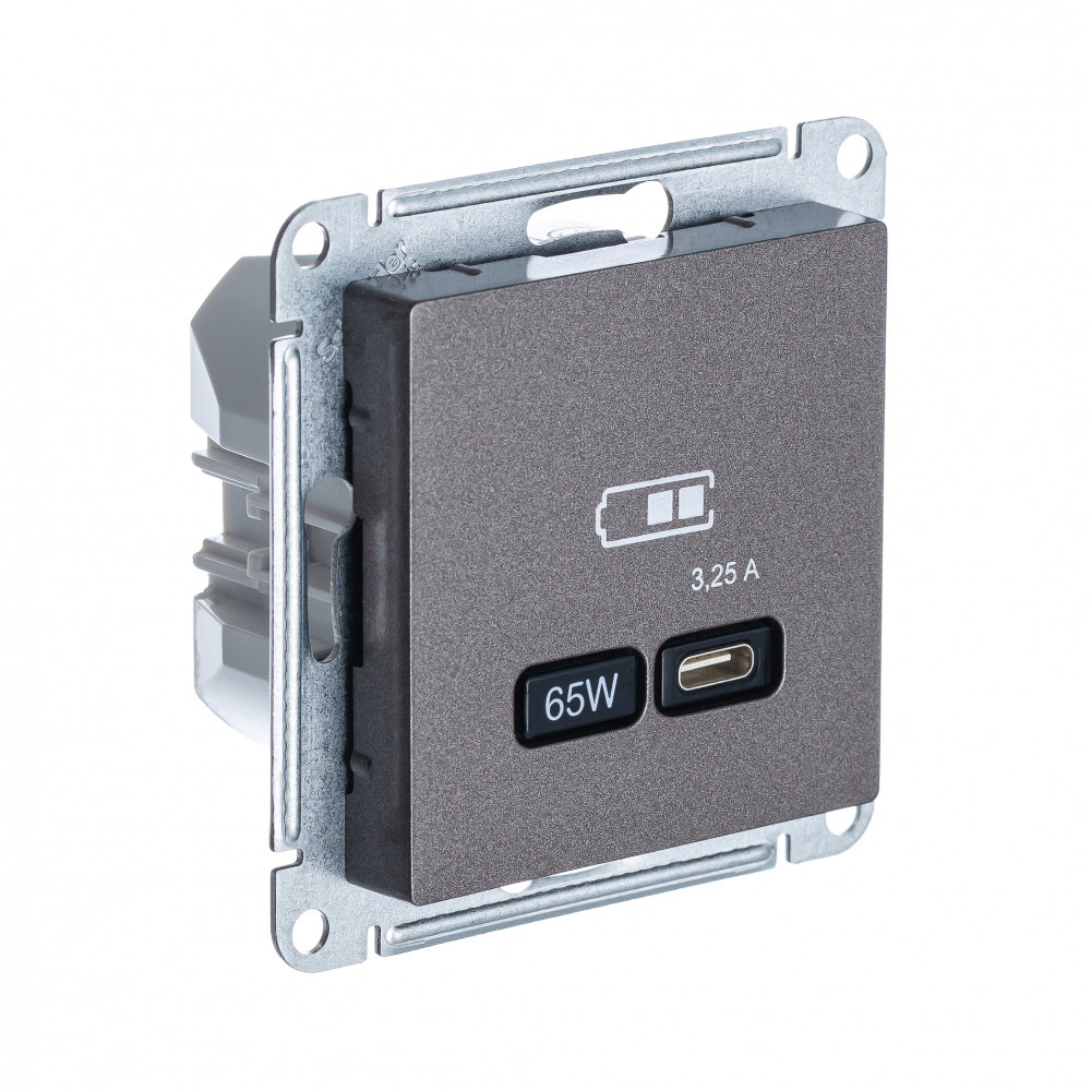 SE AtlasDesign Мокко USB Розетка тип-C 65W высокоскор.заряд. QC, PD, мех.