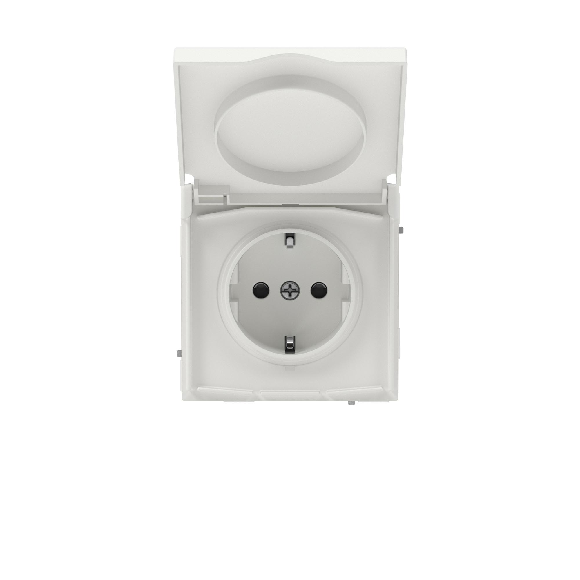 DKC KANT Розетка силовая, 2P+E, с з/ш, с крышкой, IP44, белый песок