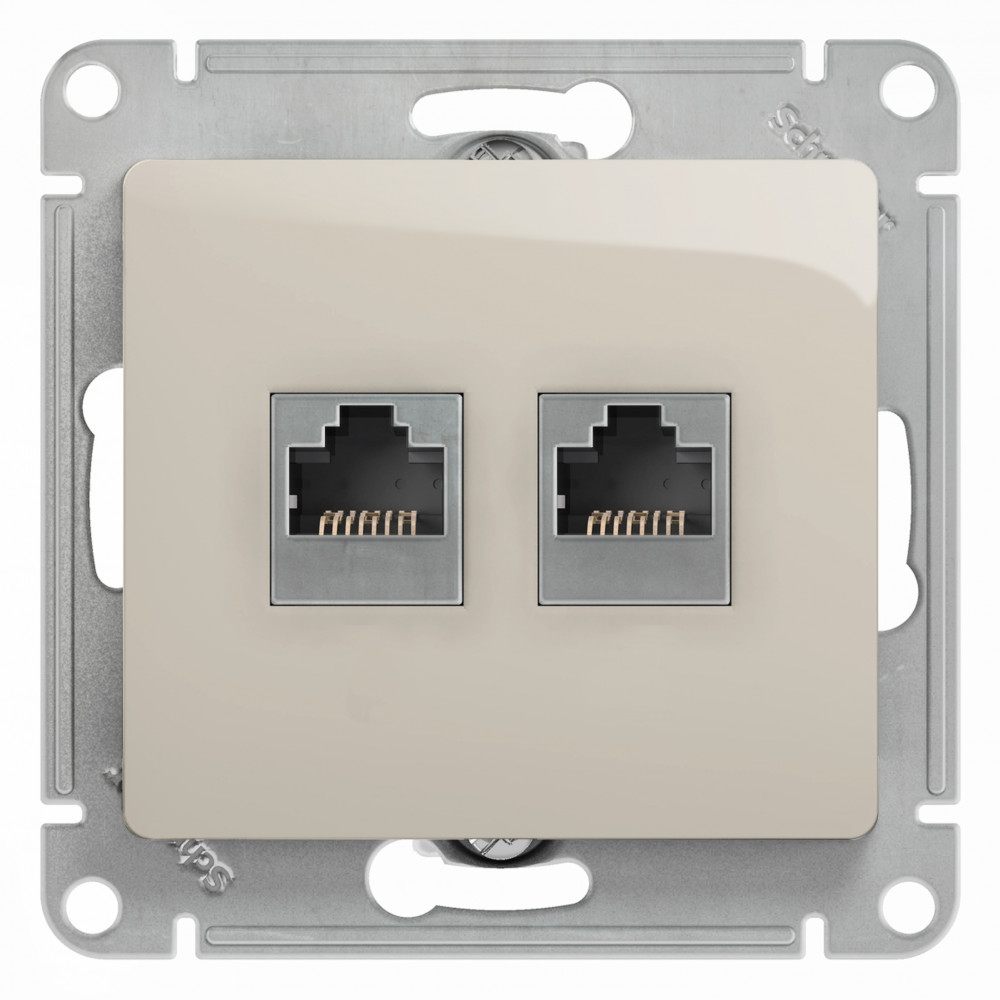 SE Glossa Молочный Розетка 2-ая RJ11+RJ45, кат.5E