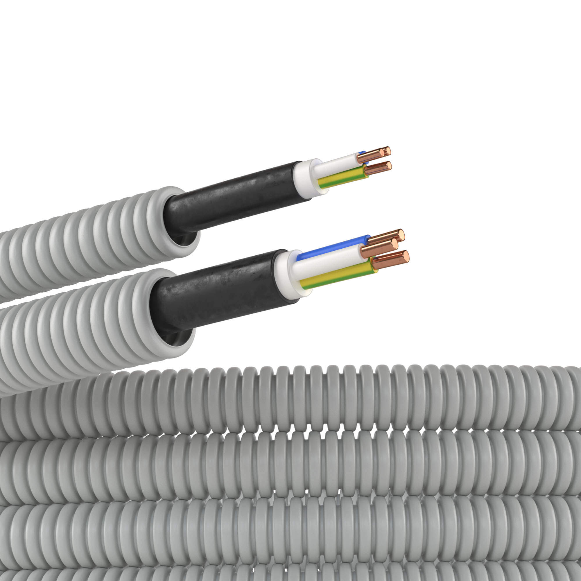 DKC Труба ПВХ гибкая гофрированная D=16мм (25м) с кабелем РЭК "ГОСТ+" ВВГнгLS 3*1,5 (Электротруба)
