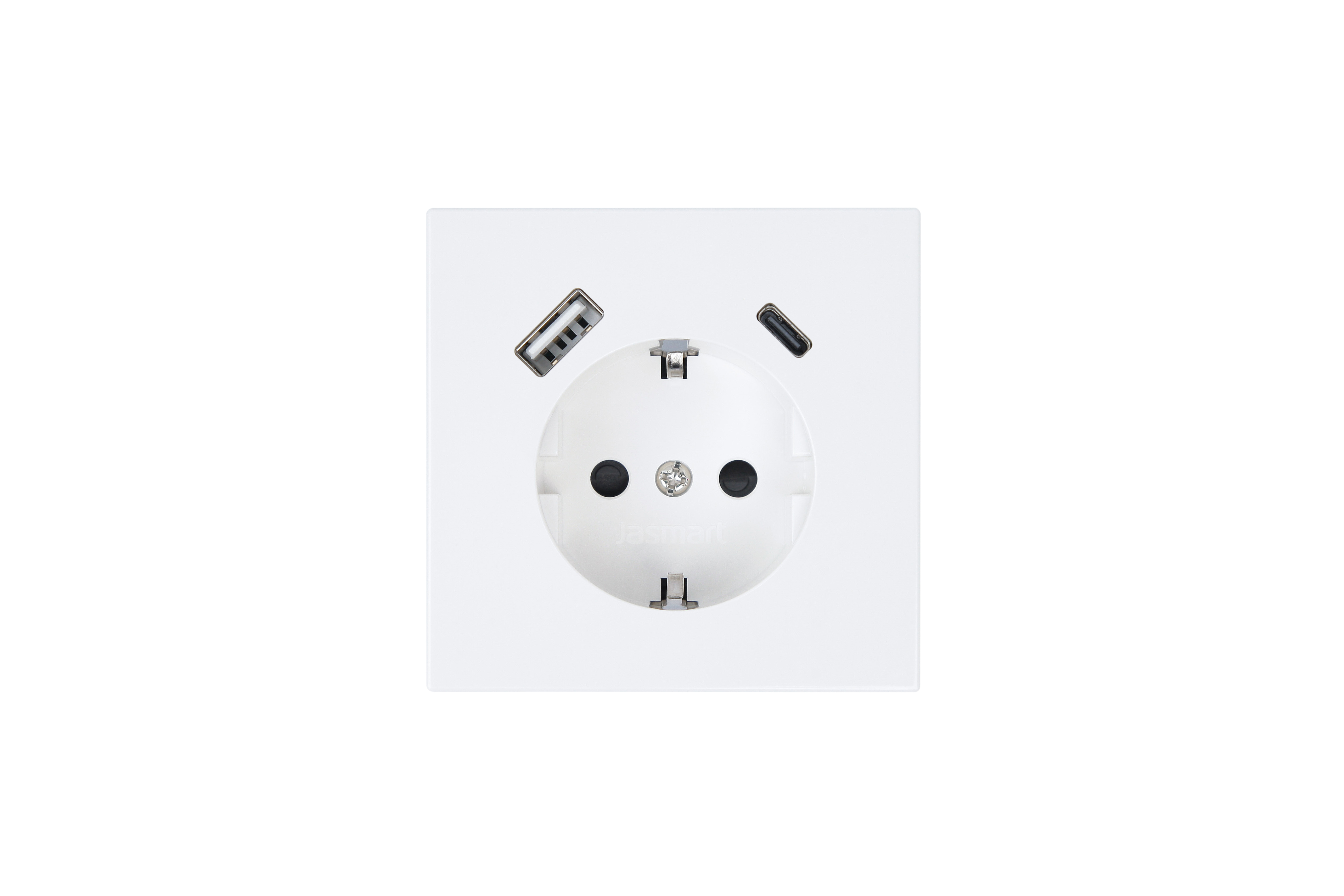 Jasmart FD Белый глянцевый Розетка с/з со шторками 16A c USB A+C 25W