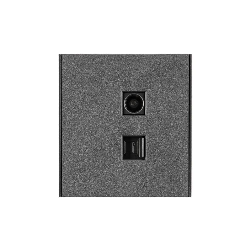 KRANZ STRONG Розетка компьютерная RJ45 кат6 + TV с/у графит, с 1-пост. рамкой