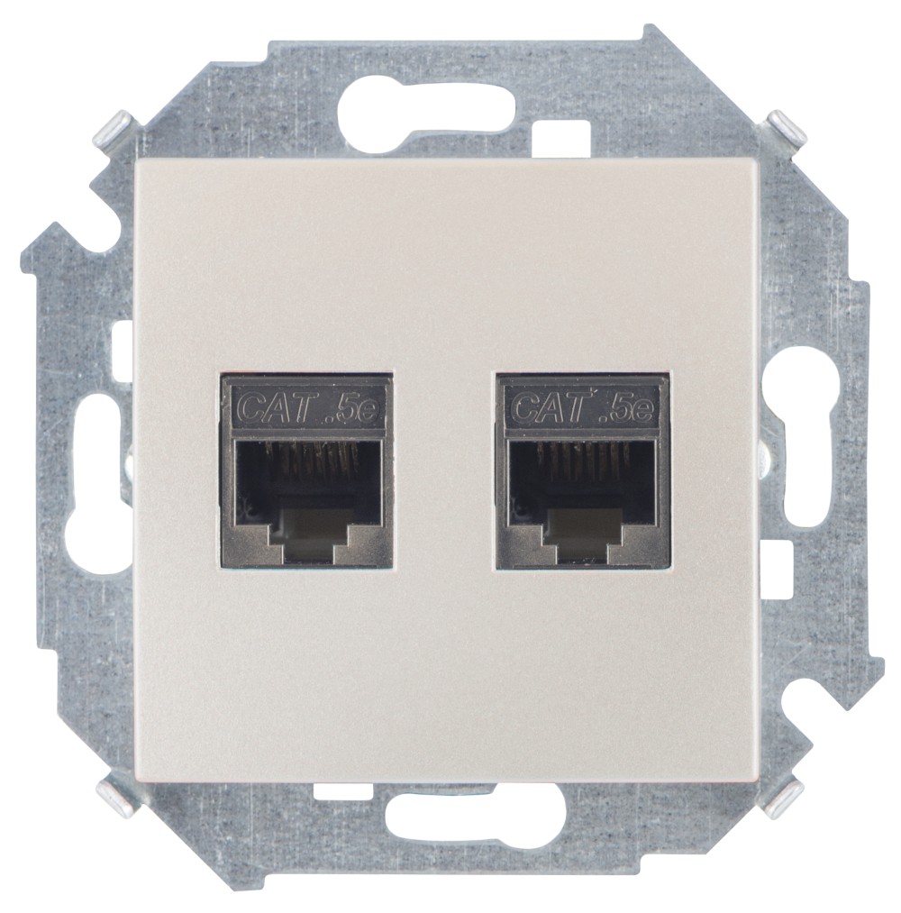 Simon 15 Шампань Розетка компьютерная двойная RJ45 кат.5e (AMP)