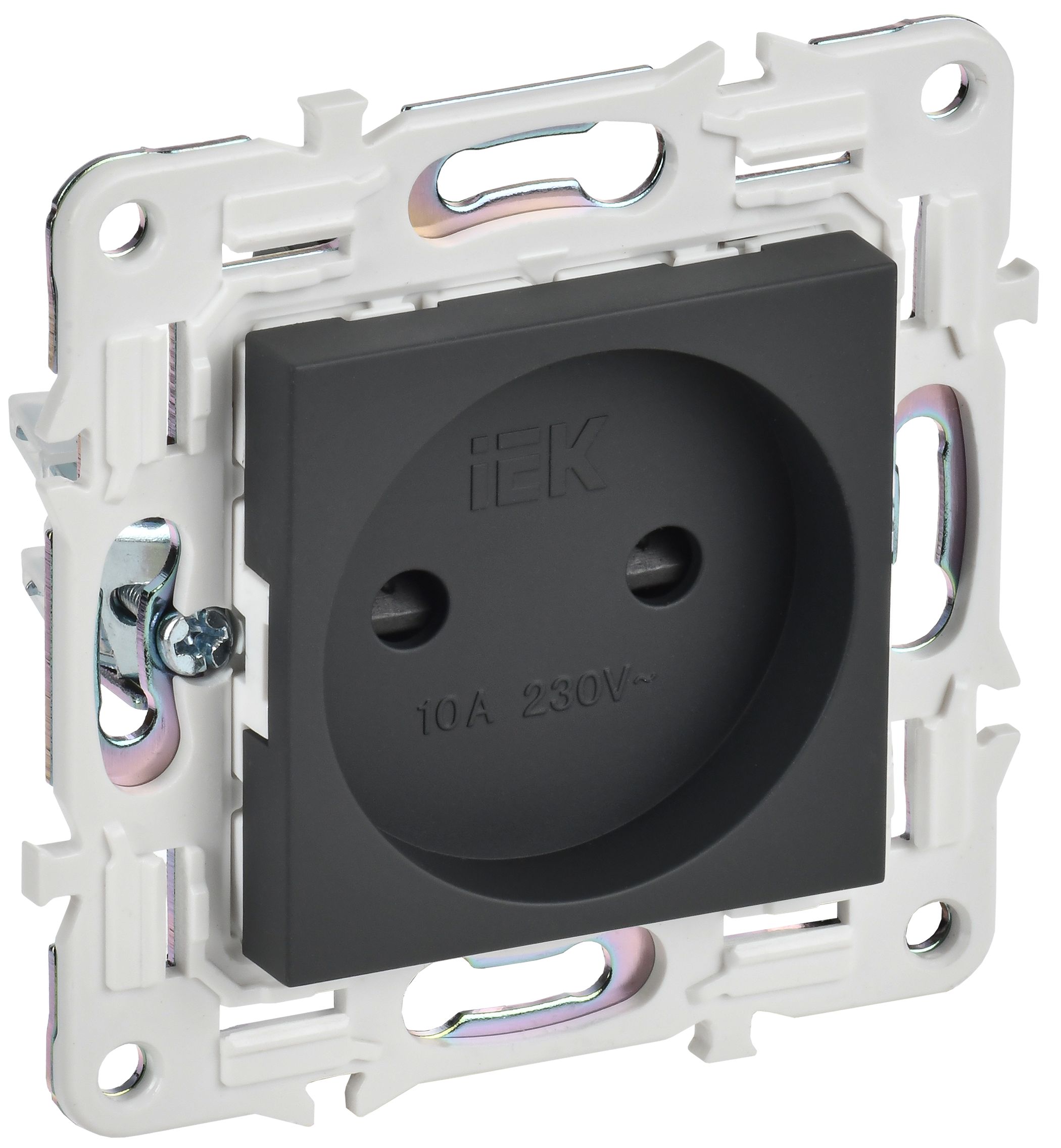 IEK SKANDY Графит Розетка б/з с защитными шторками 10А SK-R01G