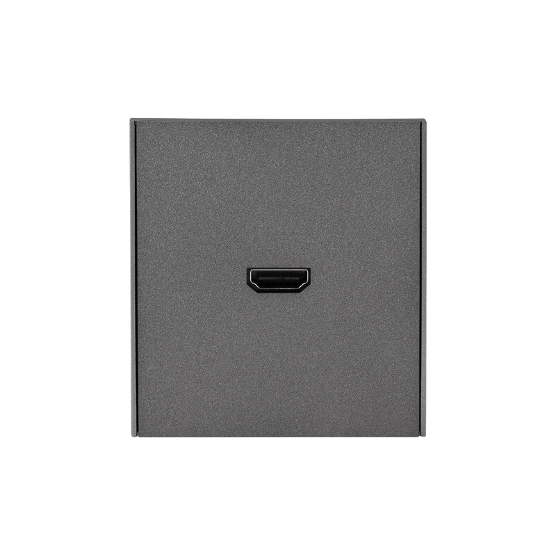 KRANZ STRONG Розетка HDMI с/у графит , с 1-пост. рамкой