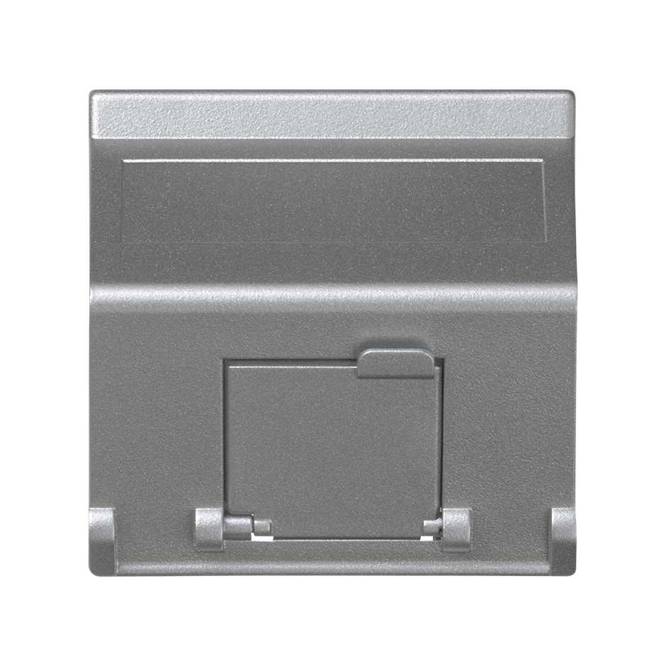 Simon Connect Алюминий Адаптер наклонный со шторкой на 1 модуль MD (RJ45, оптоволокно), 45х45мм