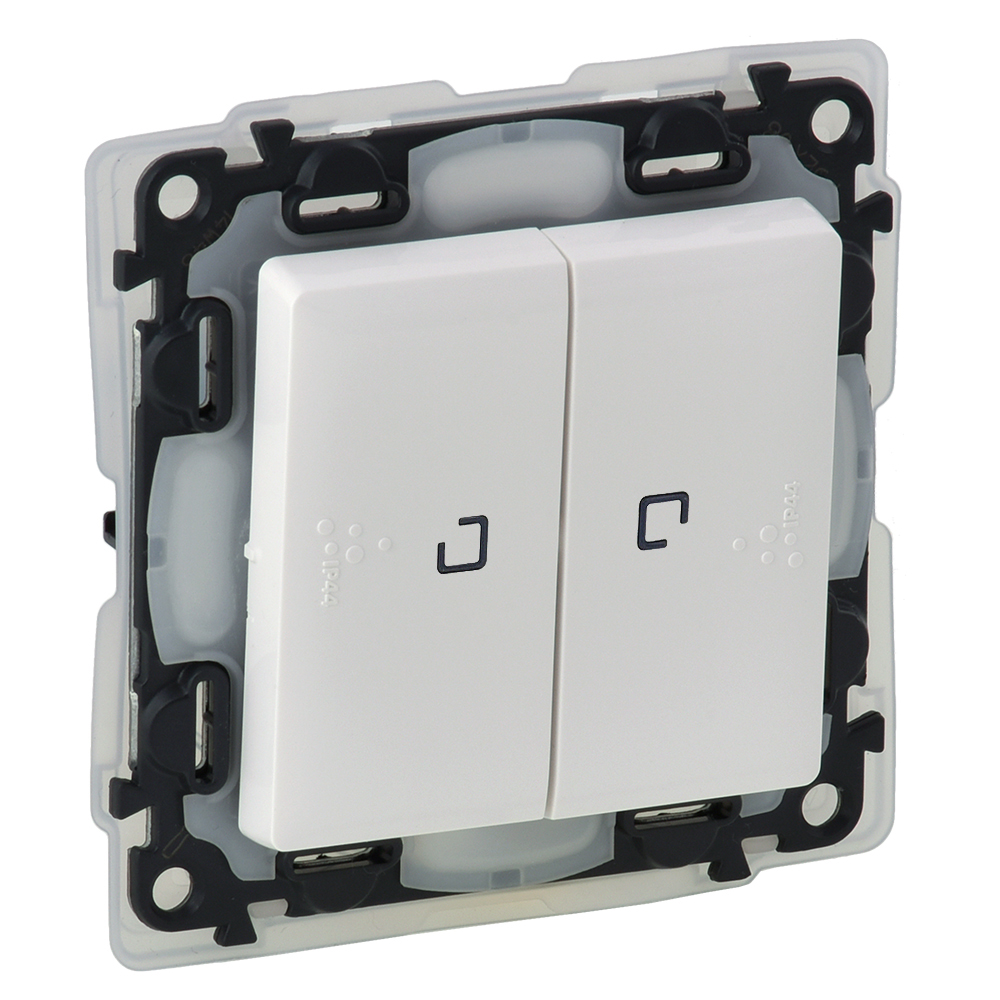 Legrand Valena LIFE DIY Бел Переключатель 2-клавишный с подсветкой 10А 250В (IP44)