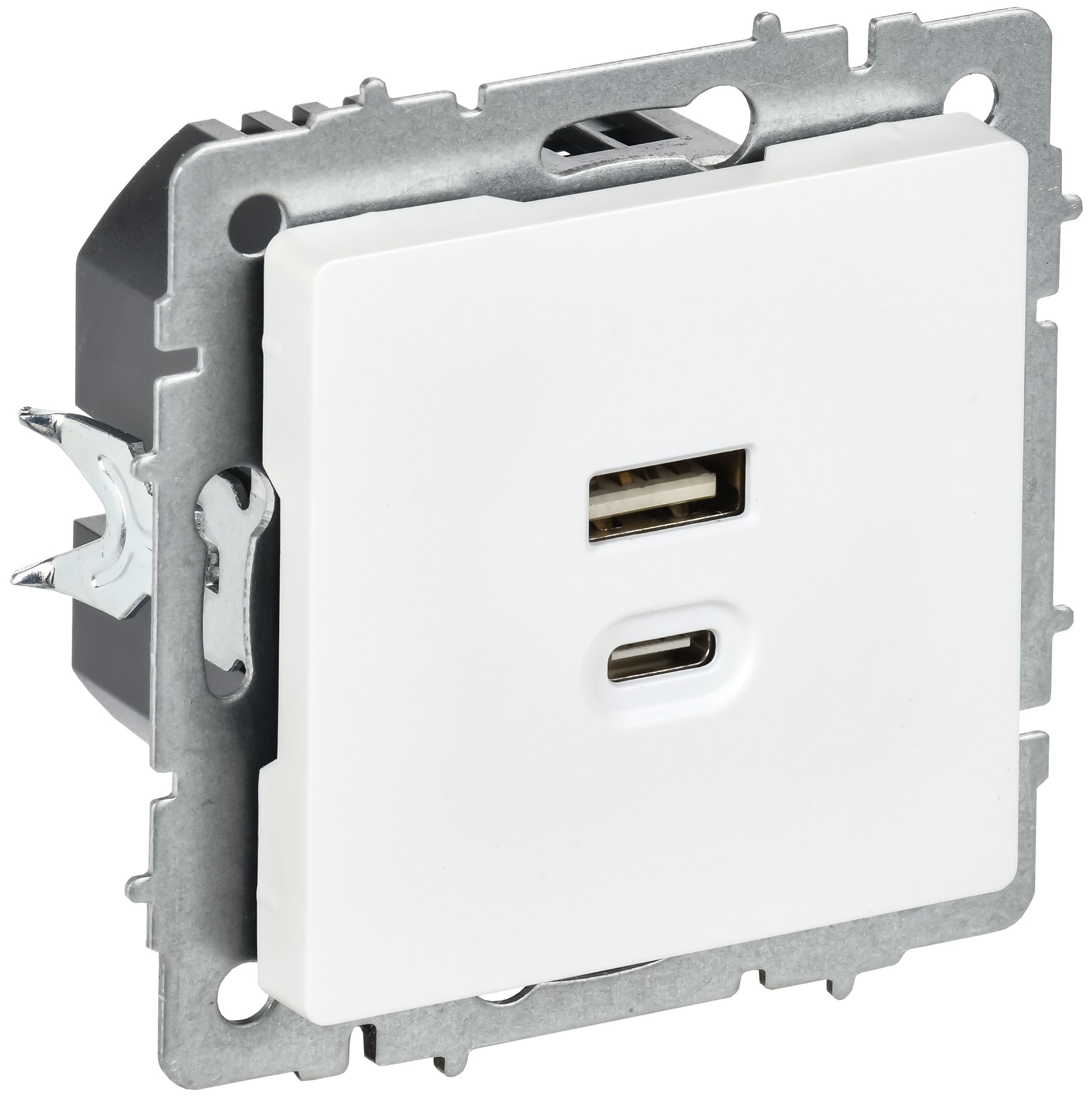 IEK BRITE Роз. USB A+C 45Вт высокоск. зар. РЮ11-2-БрАБ а/б