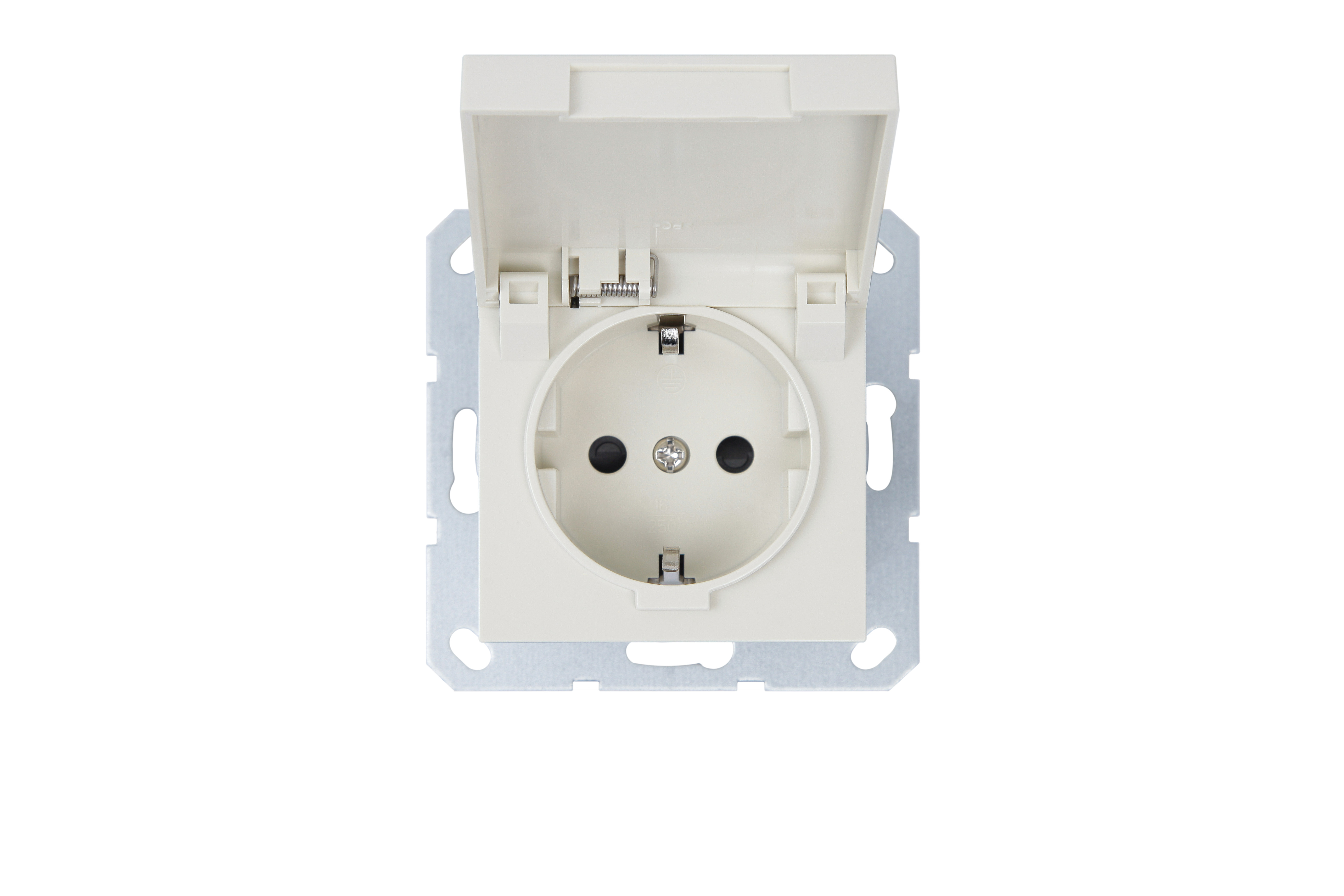 Jasmart G Слоновая кость Розетка с/з с крышкой и защитными со шторками 16A 250V~ 2P+T