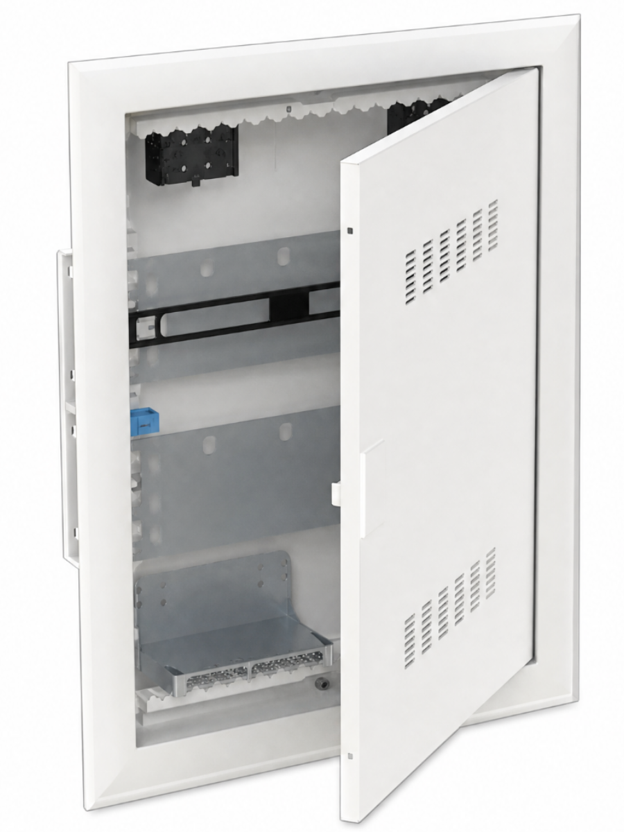 ABB UK620MVB Шкаф мультимедийный с дверью с вентиляционными отверстиями и DIN-рейкой (2 ряда) без розетки