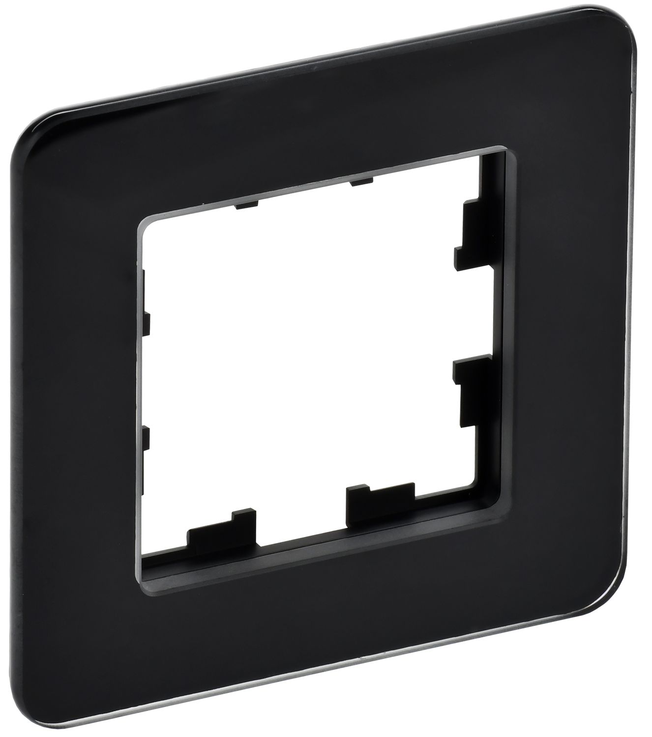 IEK BRITE DECOR Черный матовый стекло скругл.угол Рамка 1-мест. РУ-1-2-Бр RE