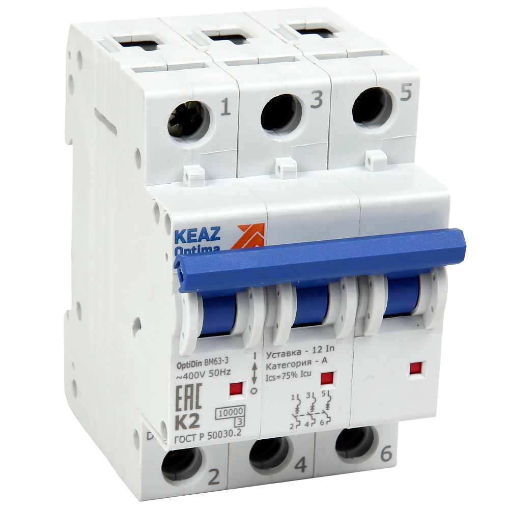 КЭАЗ OptiDin BM63 Автоматический выключатель 3P 4A L 10кА AC (BM63-3L4-10-УХЛ3)