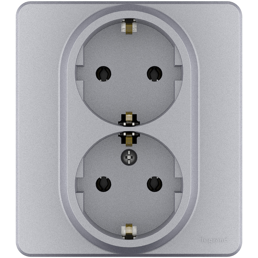 Legrand INSPIRIA Алюминий Розетка 2 x 2К+З - немецкий стандарт - 16 А - 250 В
