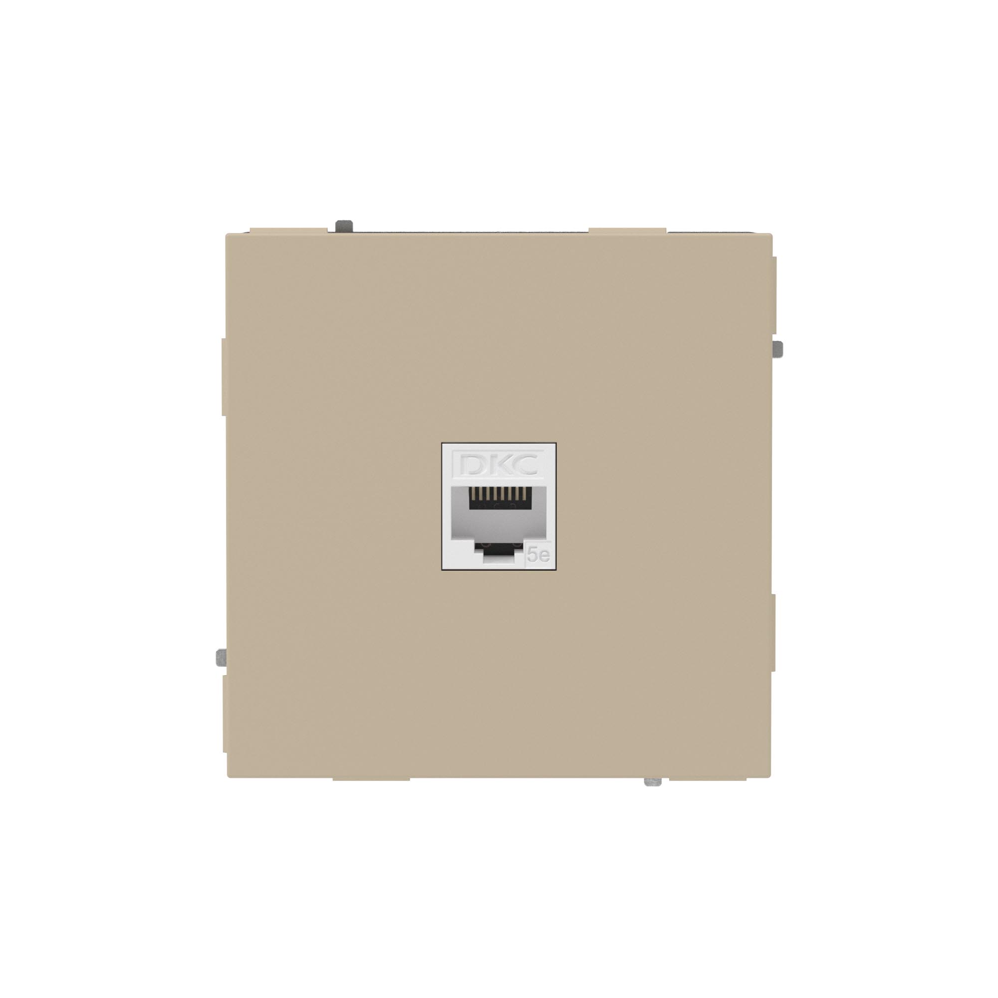 DKC KANT Компьютерная розетка RJ-45 без шторки, кат.5е одинарная, ванильный марципан