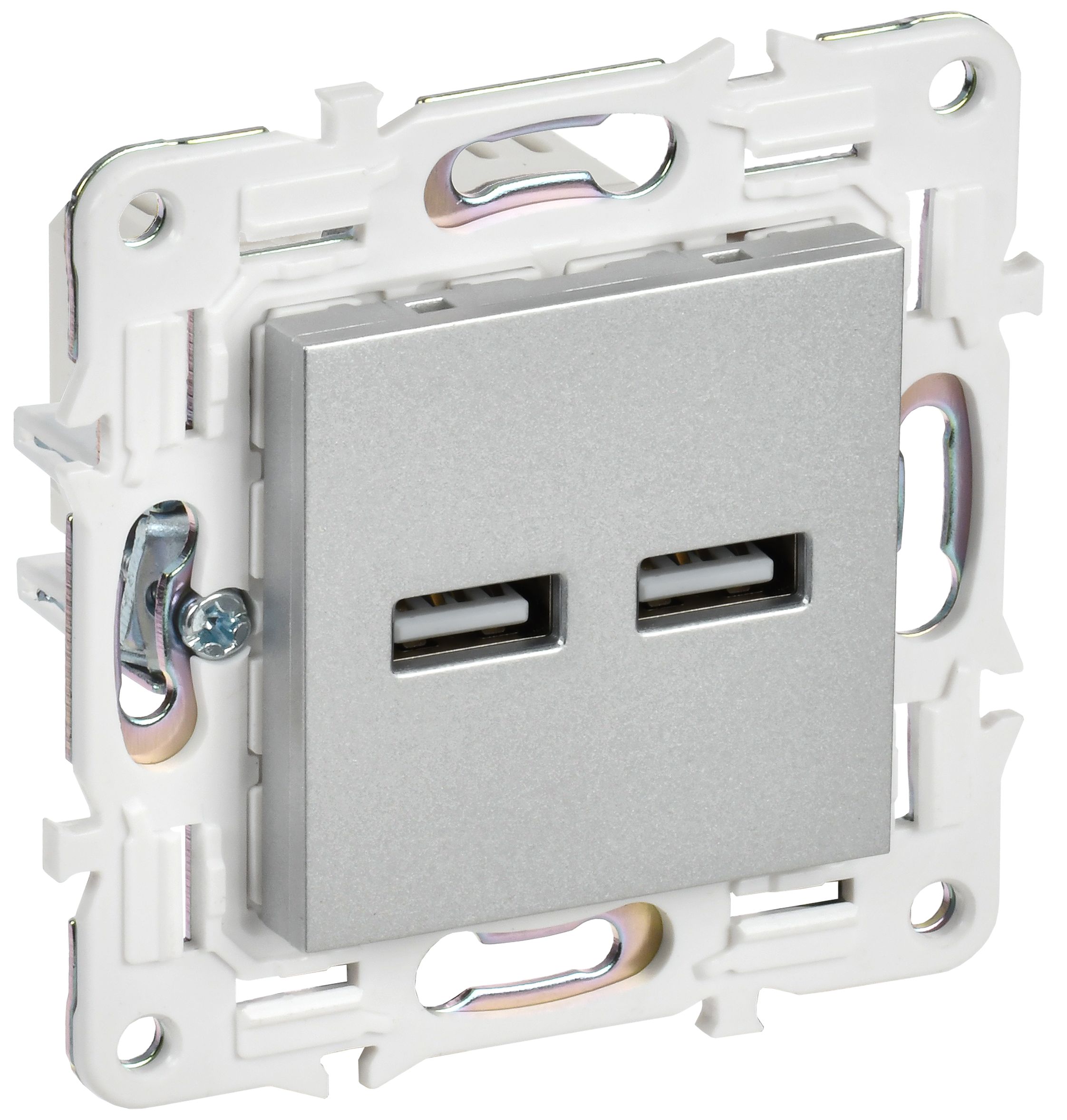 IEK SKANDY Серебряный Розетка USB A+A 3,1А SK-R15S