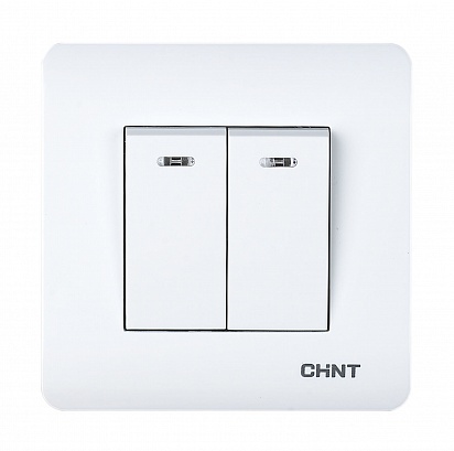 CHINT 2-клавишный проходной выключатель с LED-подсветкой 10А 250В NEW3