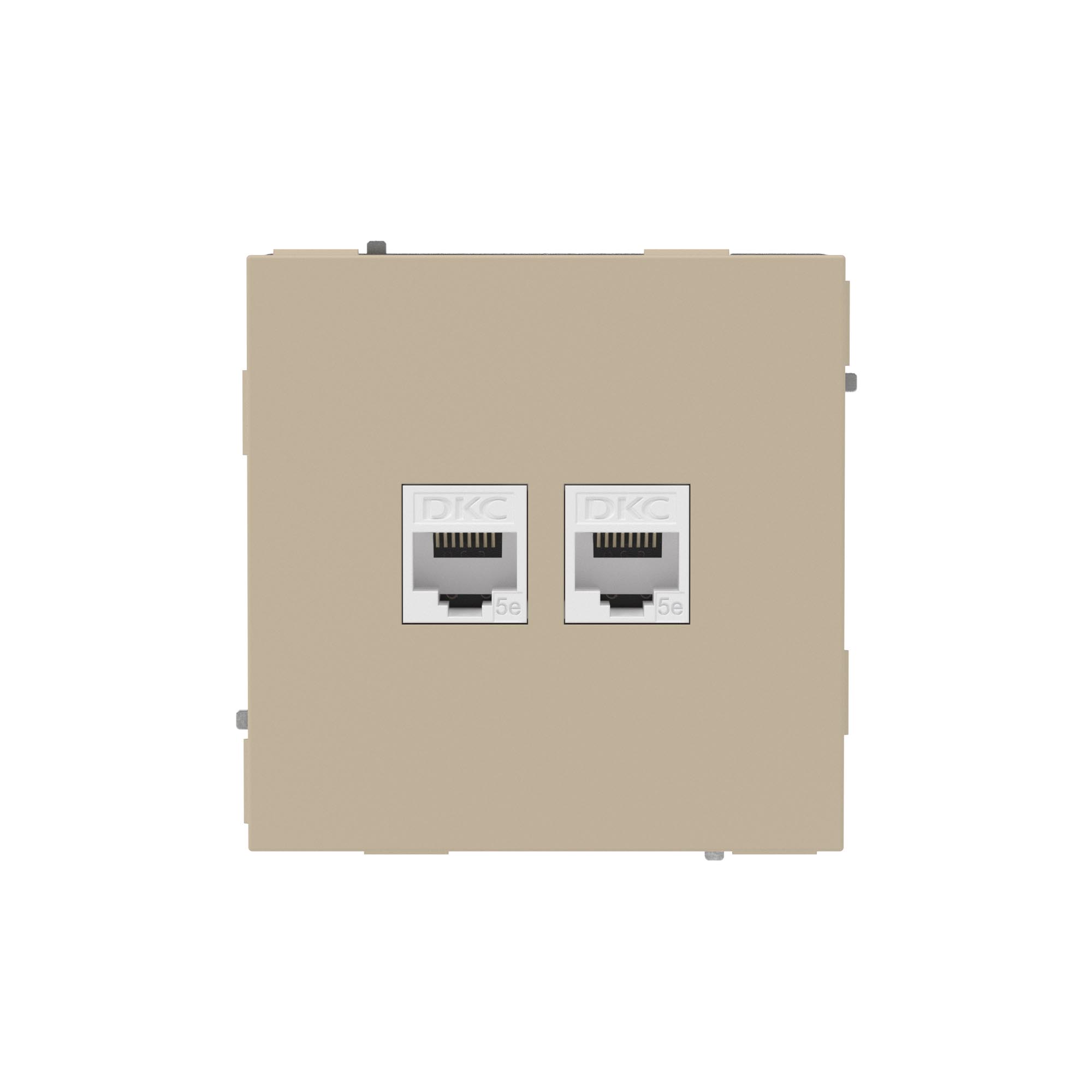 DKC KANT Компьютерная розетка RJ-45 без шторки, кат.5е двойная, ванильный марципан