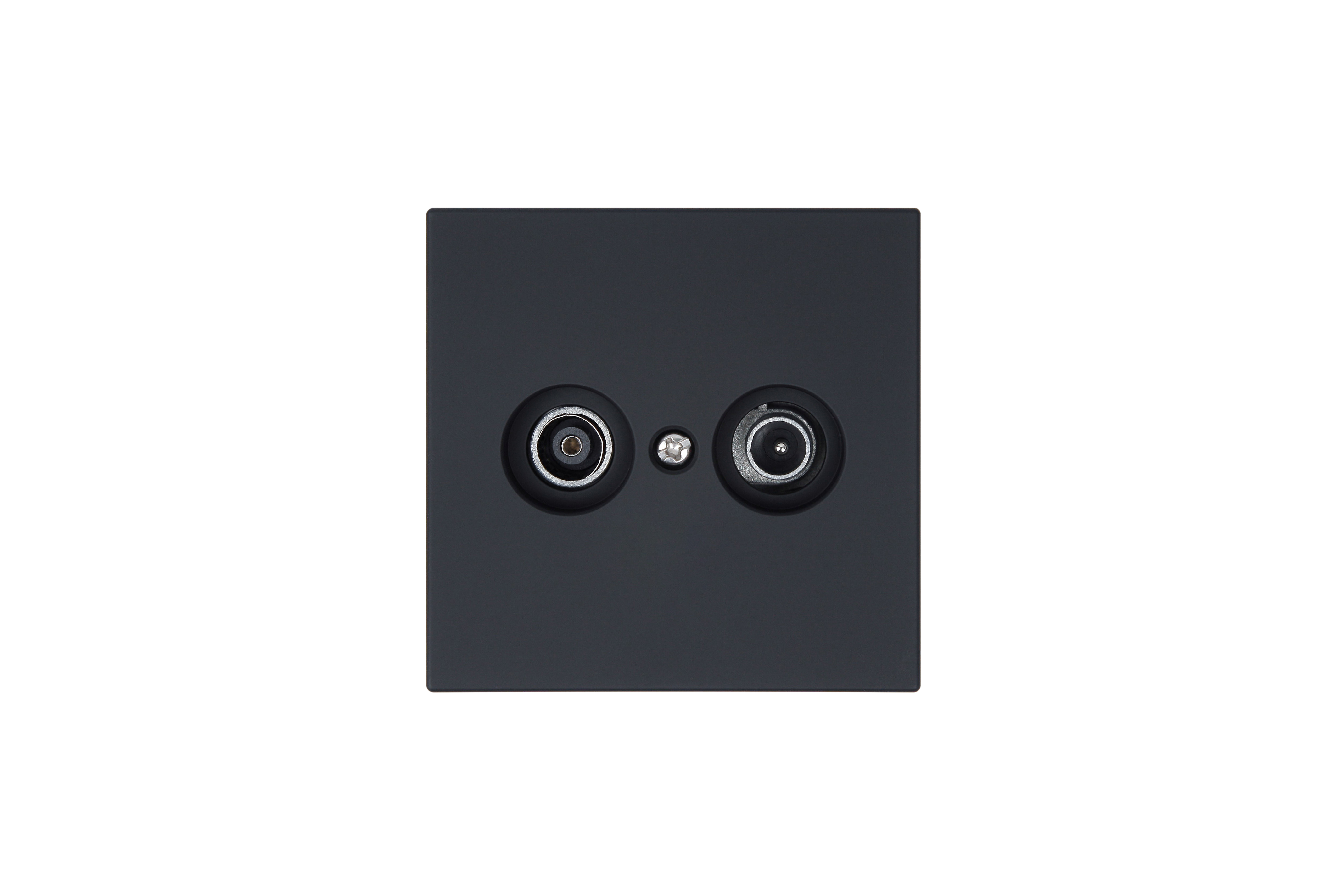 Jasmart FD Черный матовый (soft touch) Розетка TV+FM Φ9.5mm проходная
