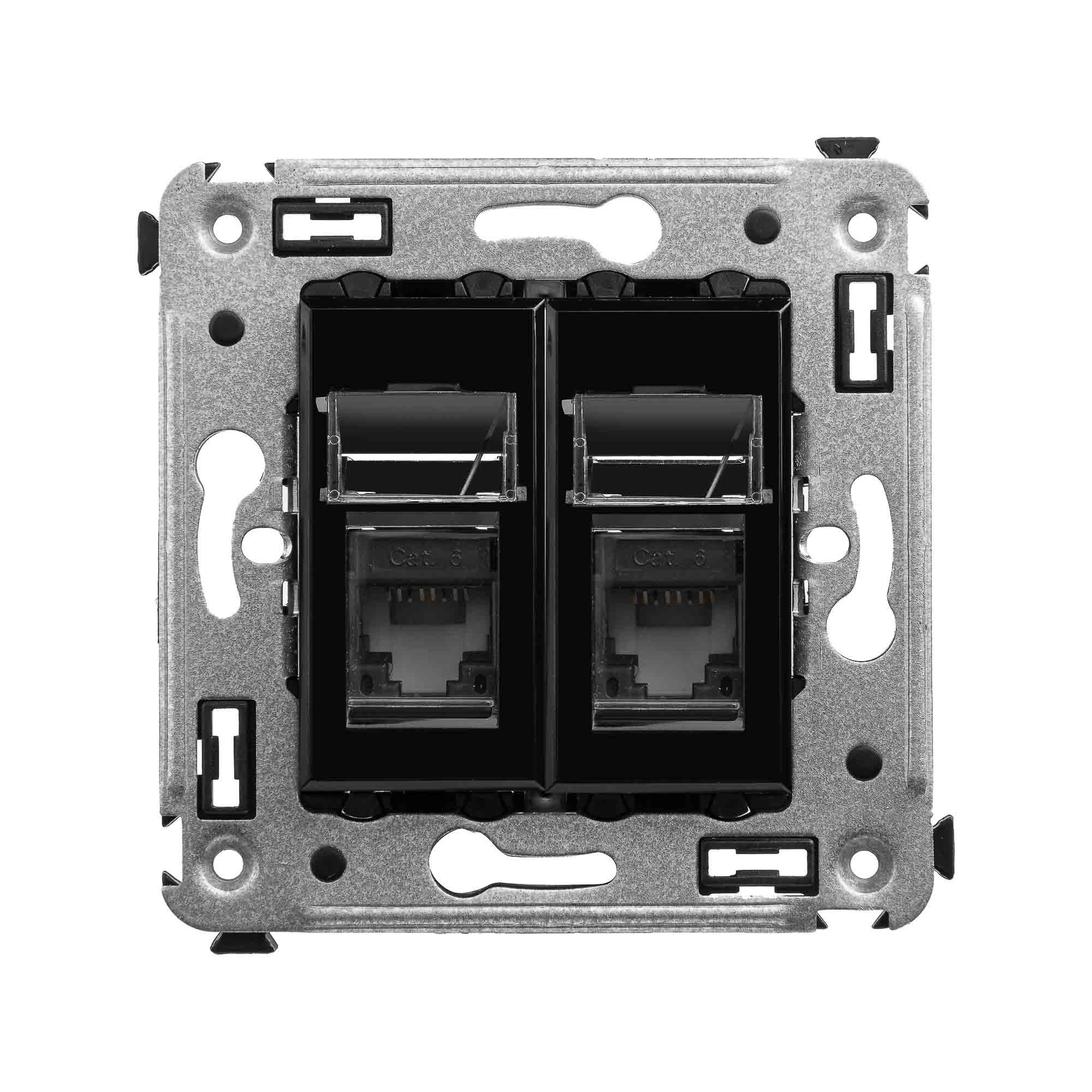 DKC Avanti Черный квадрат Компьютерная розетка RJ-45 двойная  категория 6