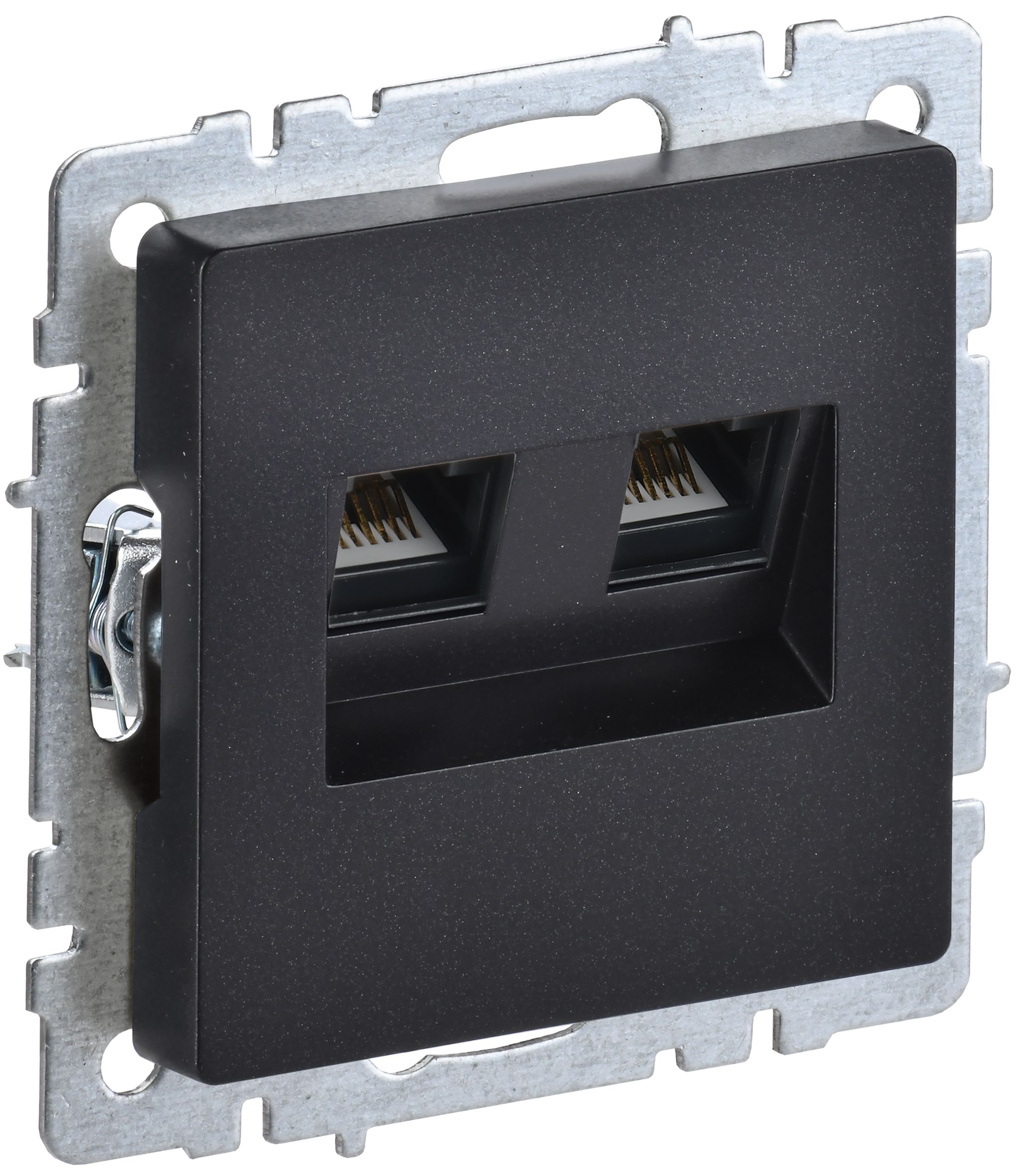 IEK BRITE BASE Черный Розетка комп. 2-ая RJ45 кат.6 РК11-2-БрЧ