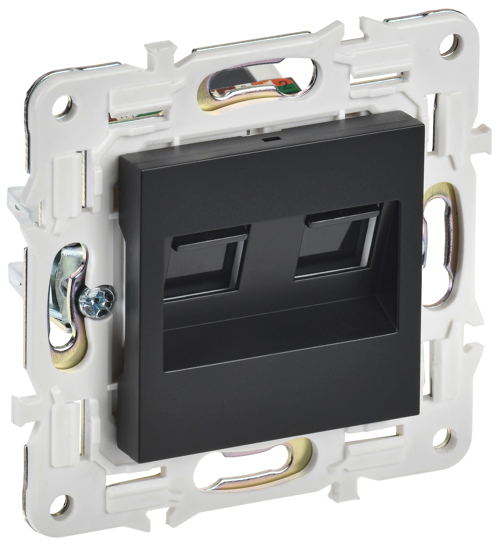 IEK SKANDY Черный Розетка компьютерная двойная RJ45 кат.5E SK-K03Bl