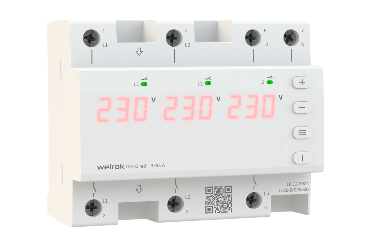 Welrok D6-63 red Реле напряжения