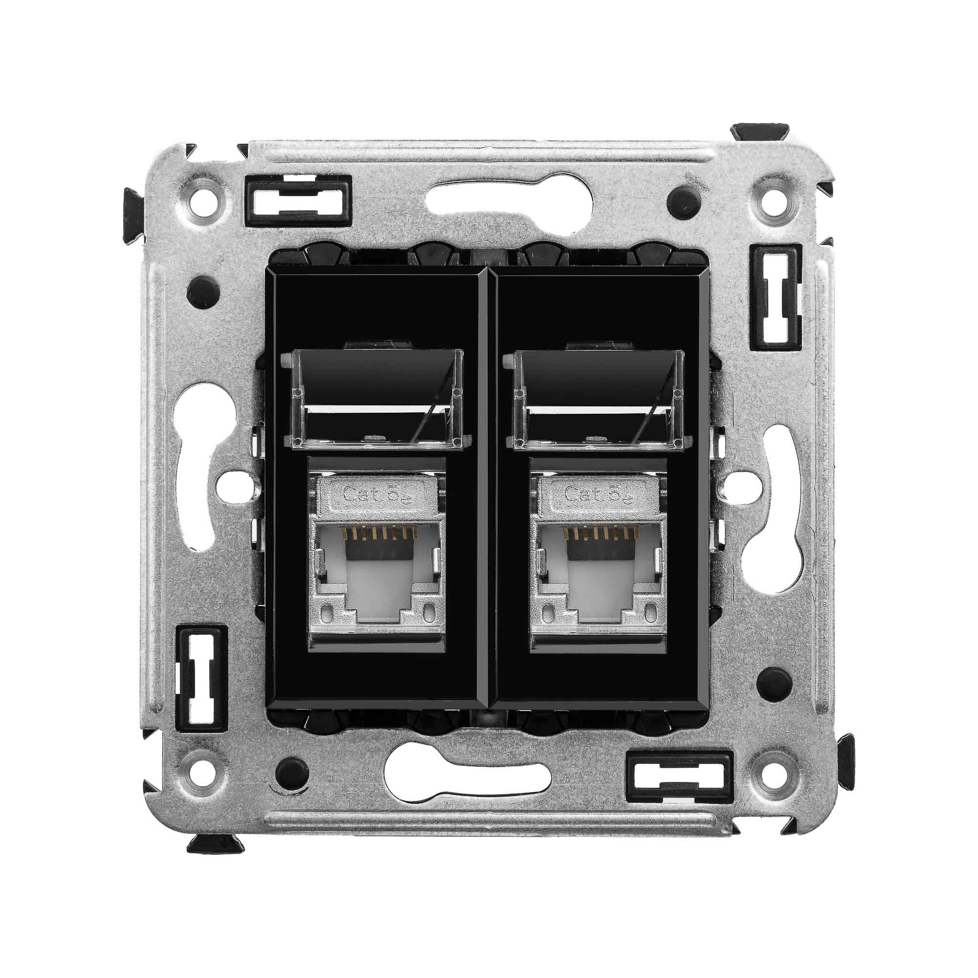 DKC Avanti Черный квадрат Компьютерная розетка RJ-45 двойная  категория 5e экранированная