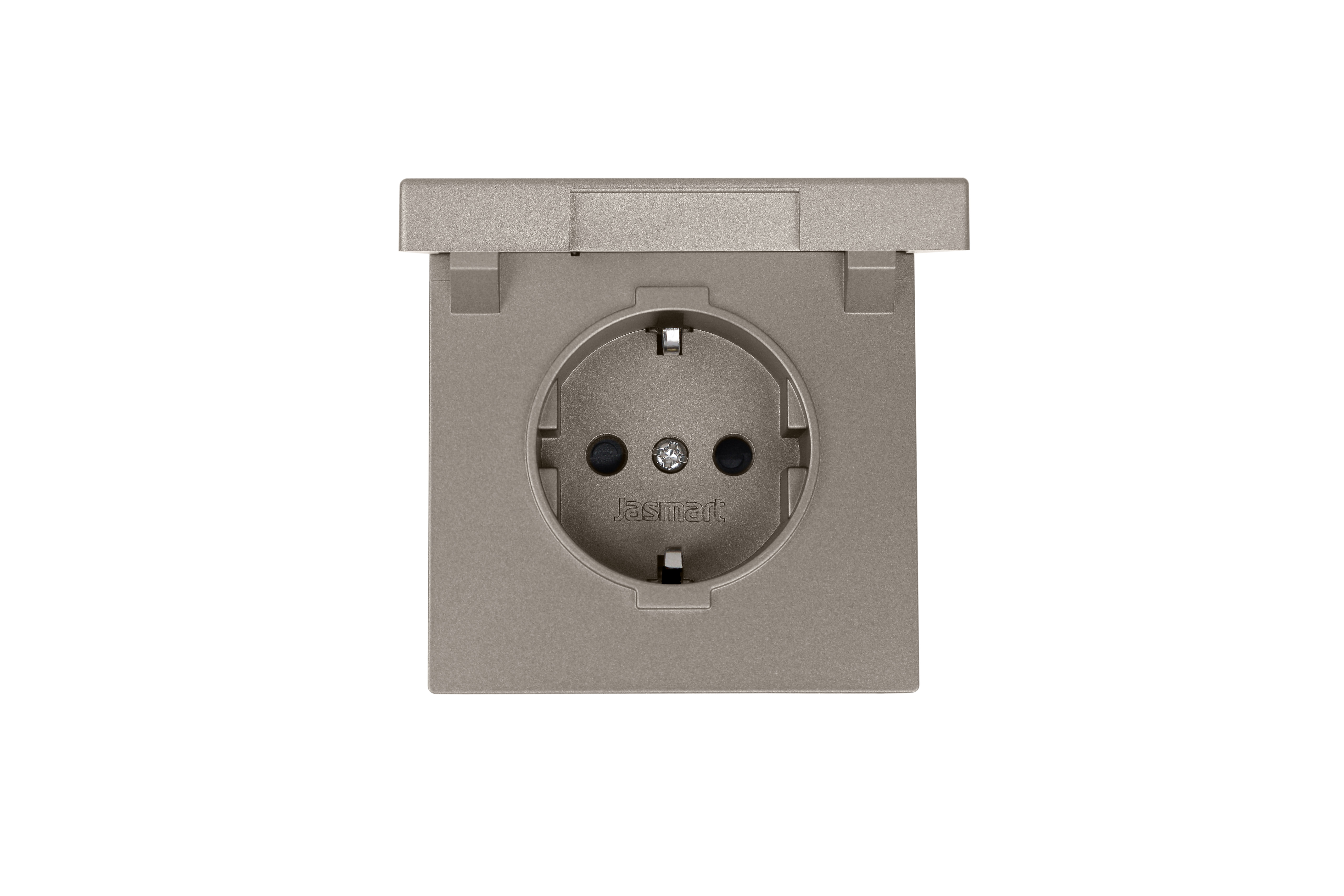 Jasmart FD Бронза Розетка с/з со шторками с крышкой 16A 250V~