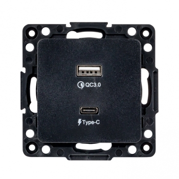 EKF PROxima Стокгольм Черный Розетка с 2USB type A+C