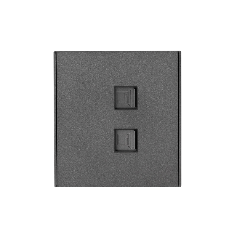 KRANZ STRONG Розетка компьютерная двойная RJ45+RJ45 кат6 с/у графит , с 1-пост. рамкой