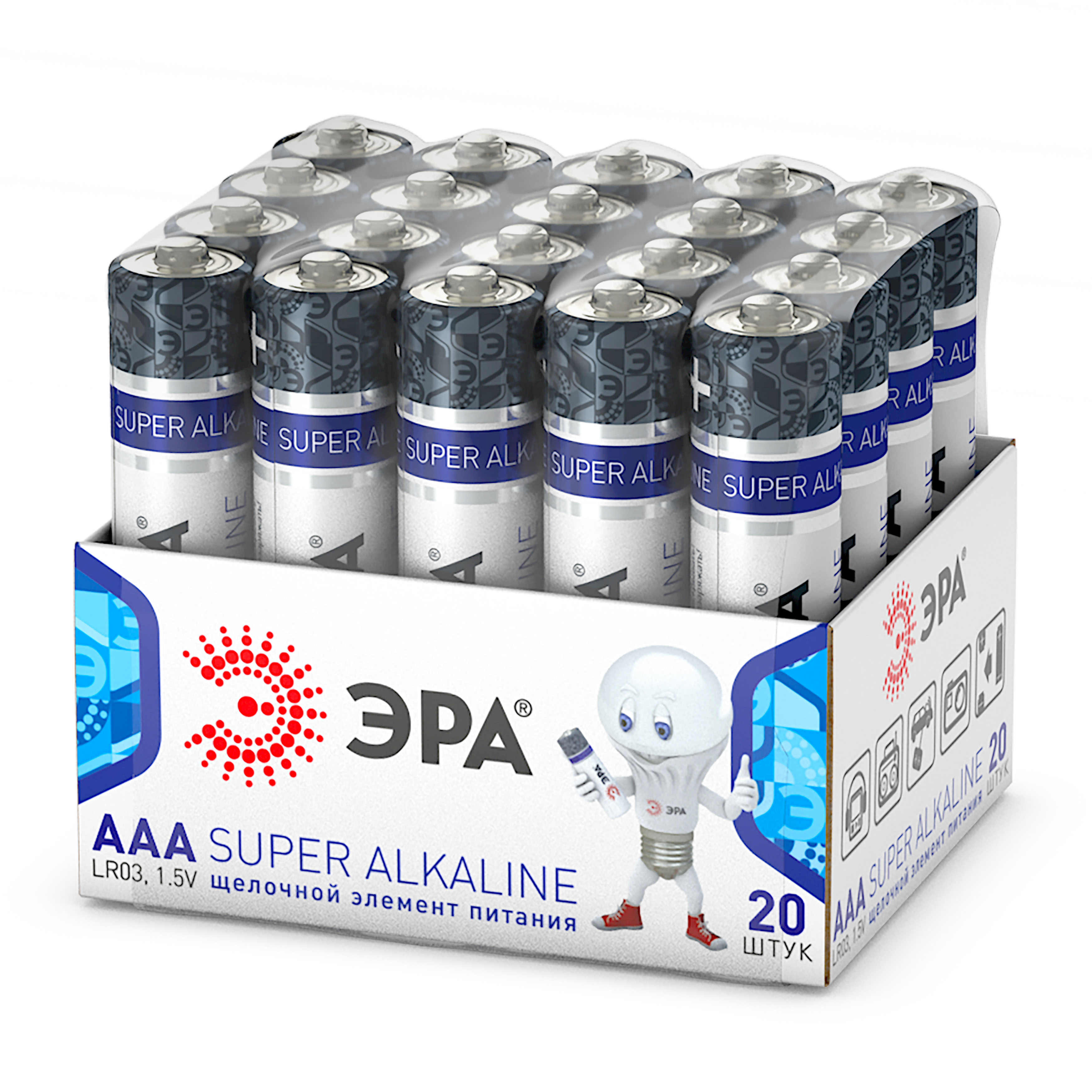 Батарейки ЭРА LR03-20 bulk SUPER Alkaline (20/480/20160)